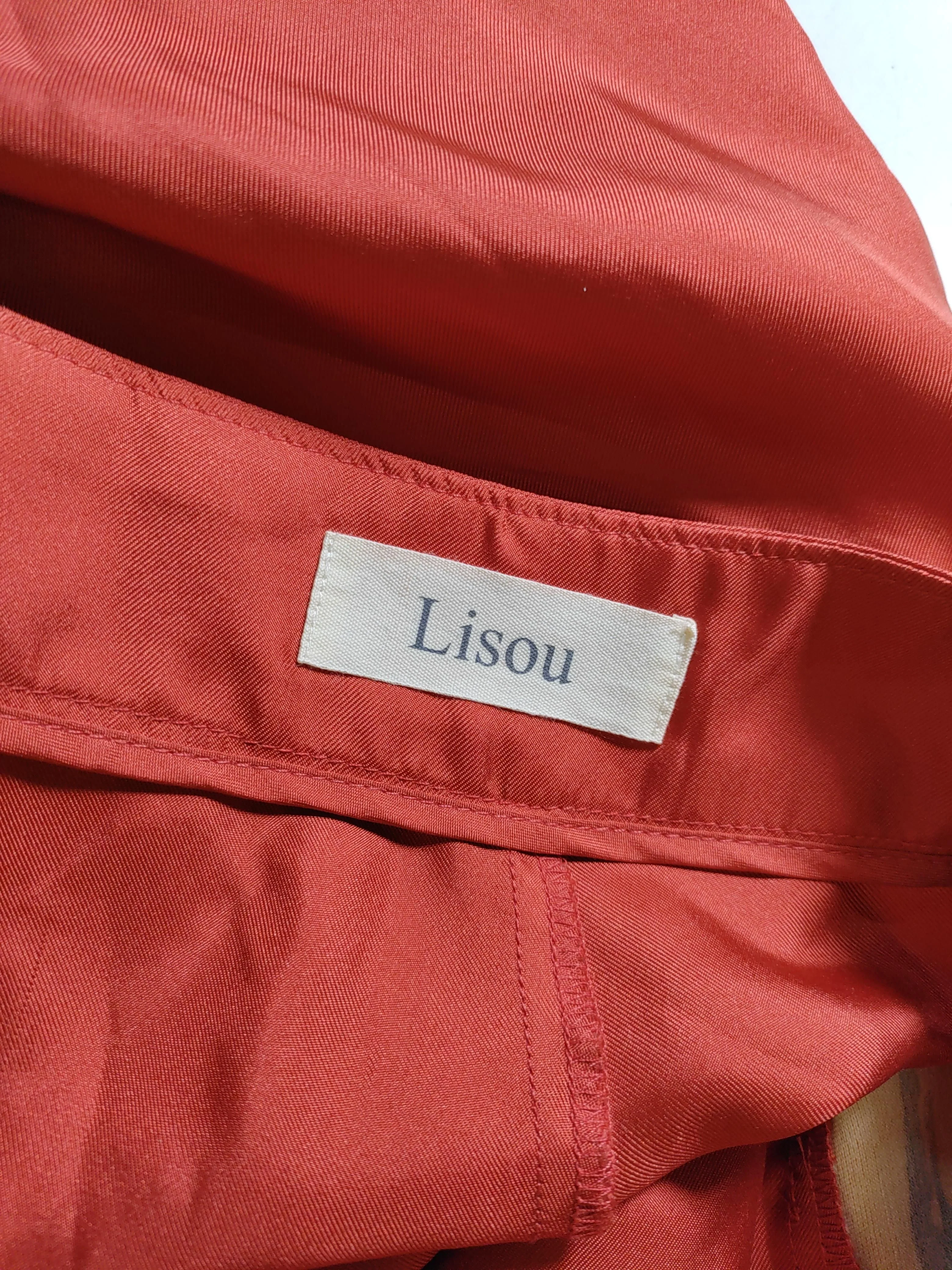 Lisou Women's Trousers UK 8 Red Wool with Silk Straight Capri - Image 6