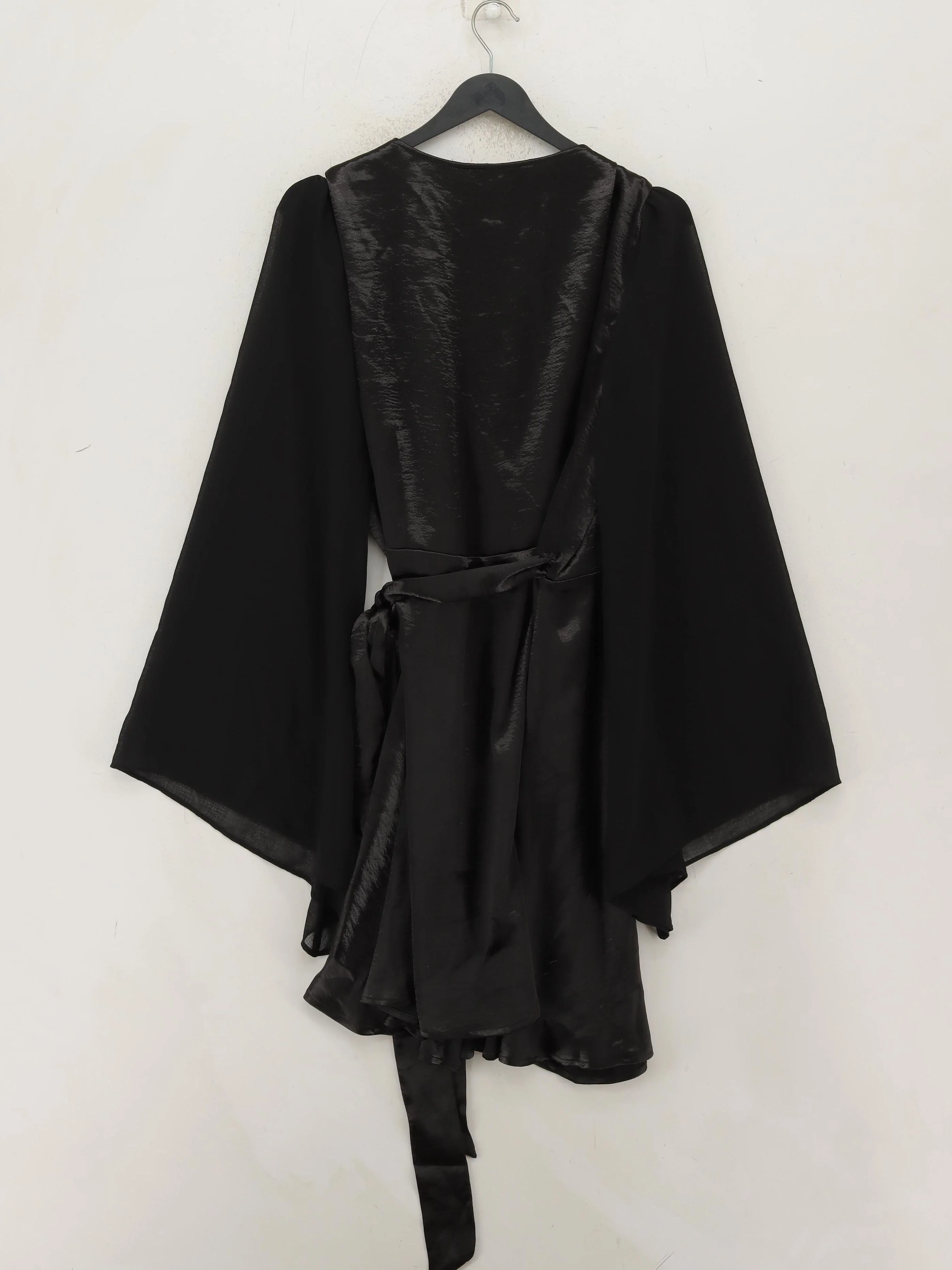 Little Lies Wrap Mini Dress UK18 in Black - Image 2