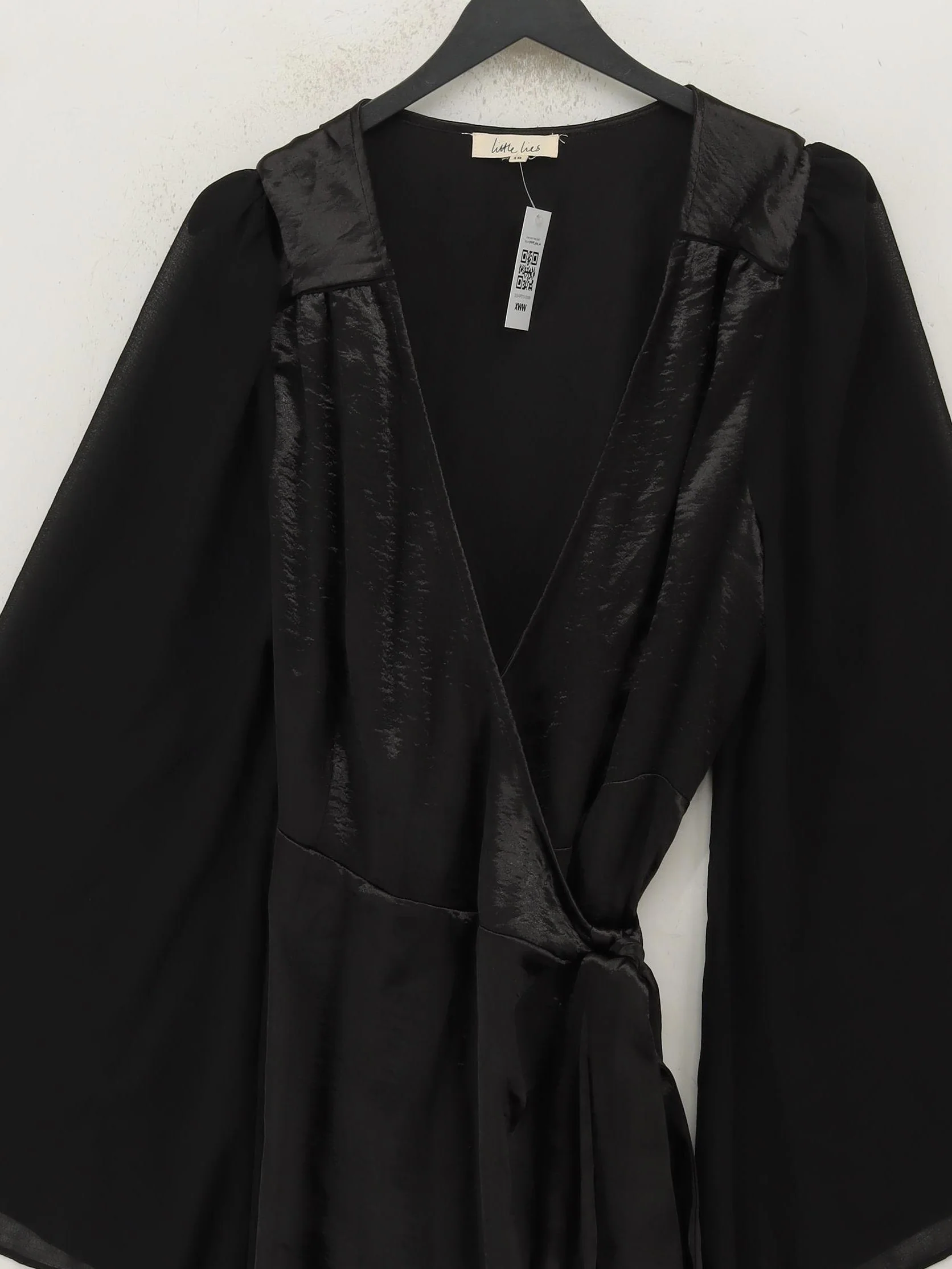 Little Lies Wrap Mini Dress UK18 in Black - Image 3