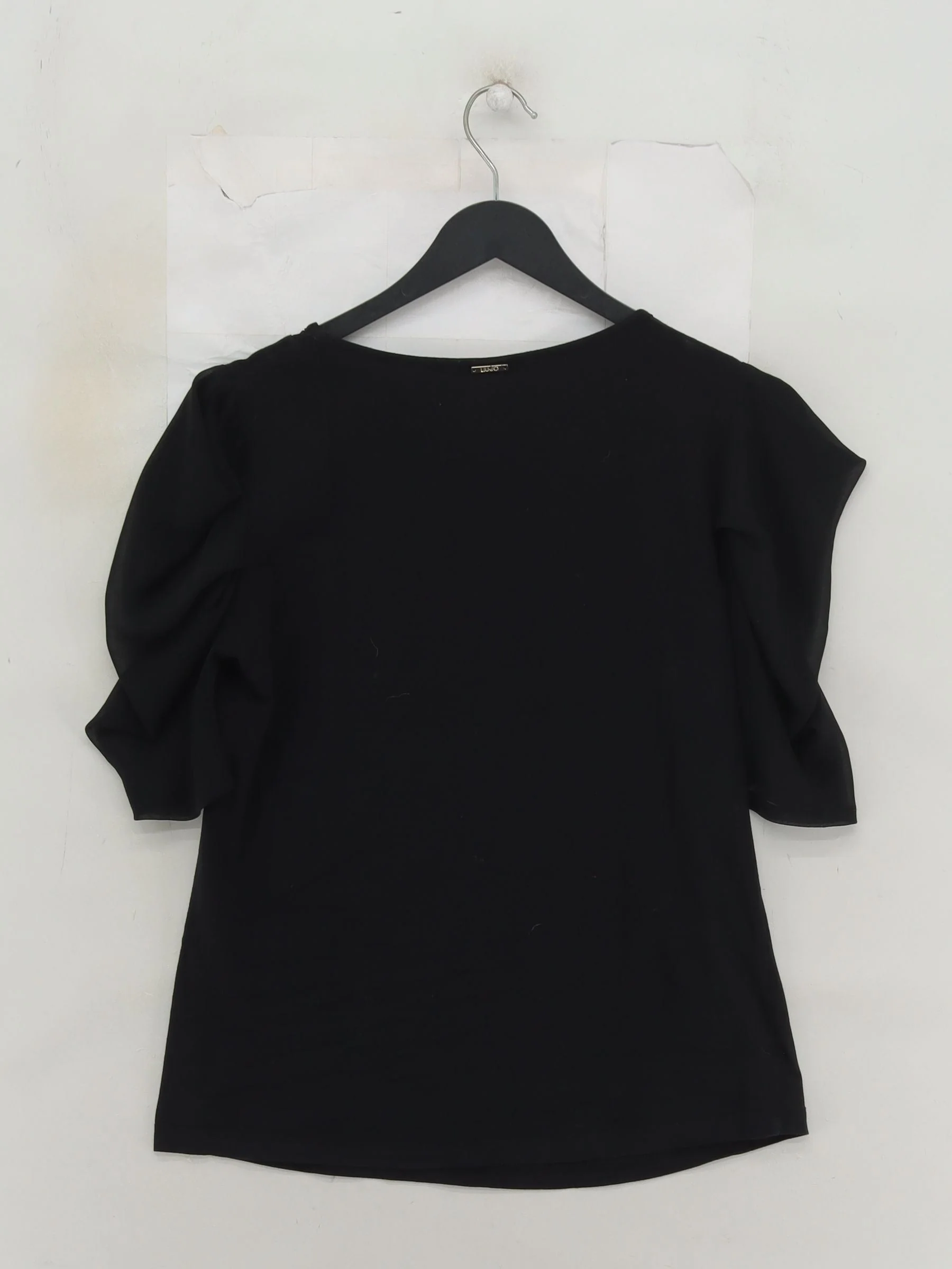 Liu Jo Women's Top UK 12 Black 100% Cotton Short Sleeve Round Neck Basic - Image 2