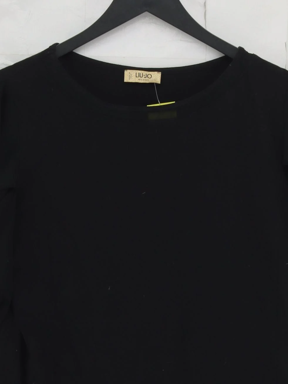 Liu Jo Women's Top UK 12 Black 100% Cotton Short Sleeve Round Neck Basic - Image 3