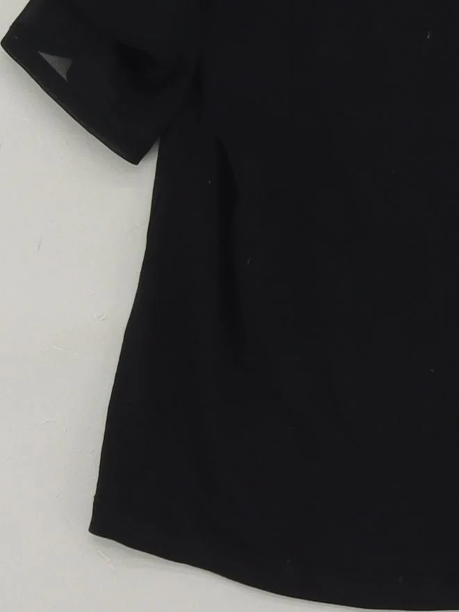 Liu Jo Women's Top UK 12 Black 100% Cotton Short Sleeve Round Neck Basic - Image 4