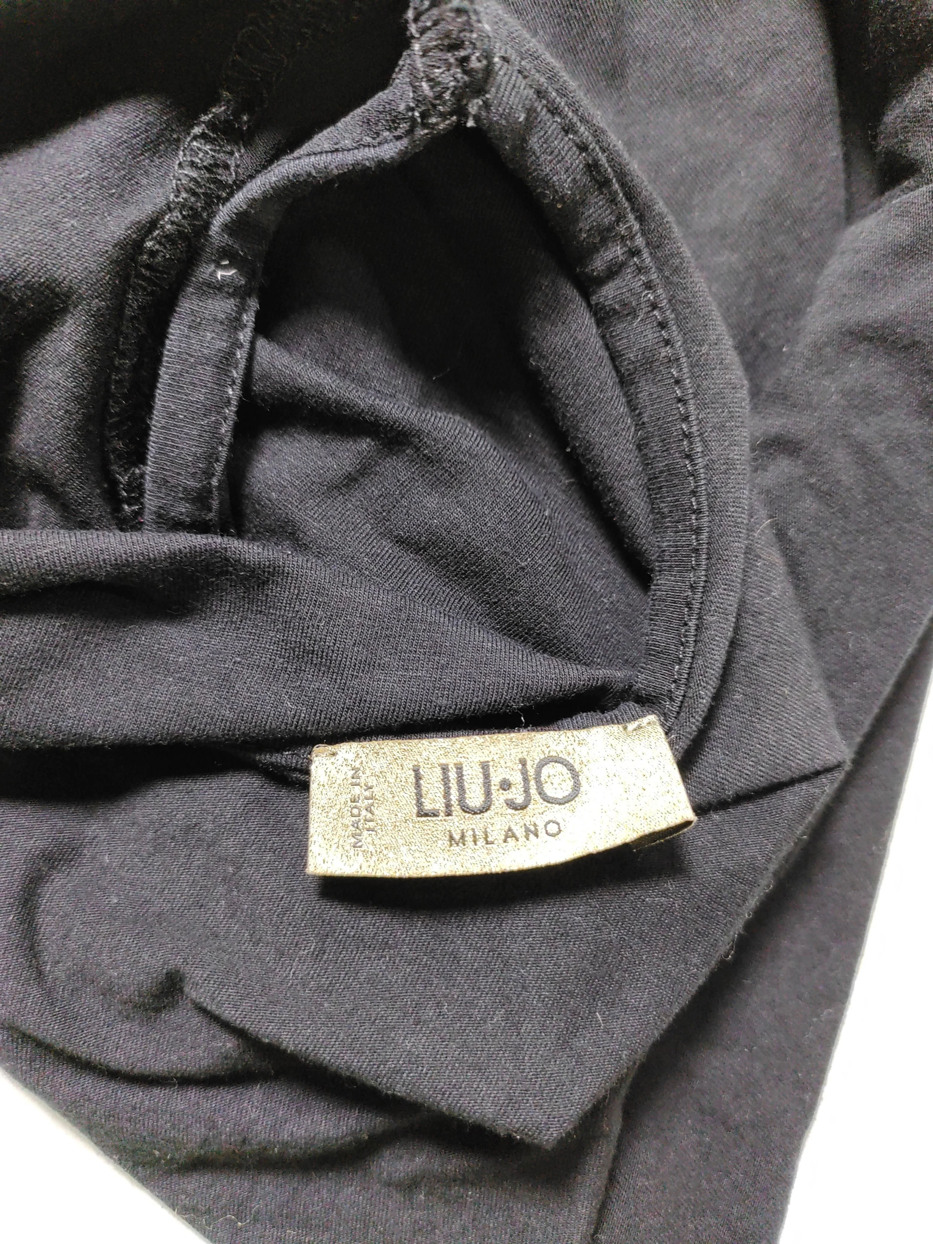 Liu Jo Women's Top UK 12 Black 100% Cotton Short Sleeve Round Neck Basic - Image 5
