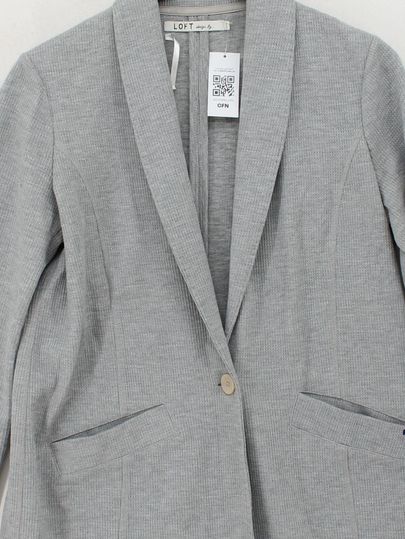Loft Women's Blazer Grey Cotton with Polyester Overcoat - Image 3