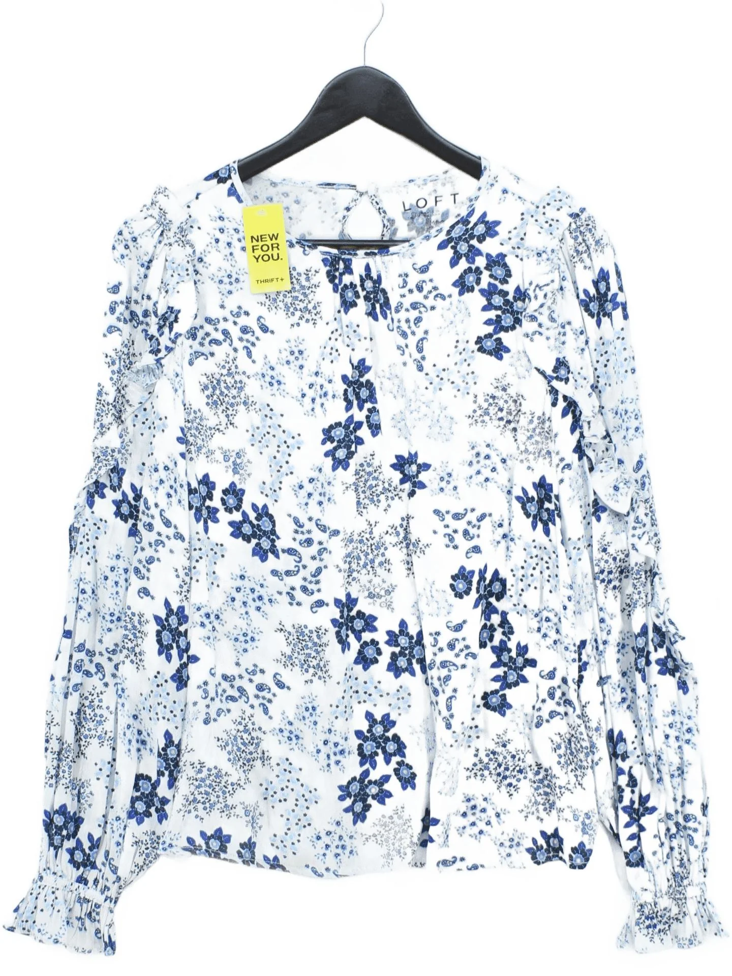 Loft Women's Blouse M White Polyester with Rayon Basic