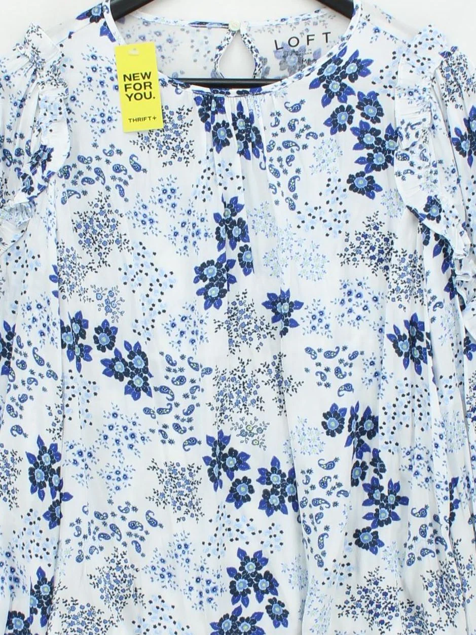 Loft Women's Blouse M White Polyester with Rayon Basic - Image 3