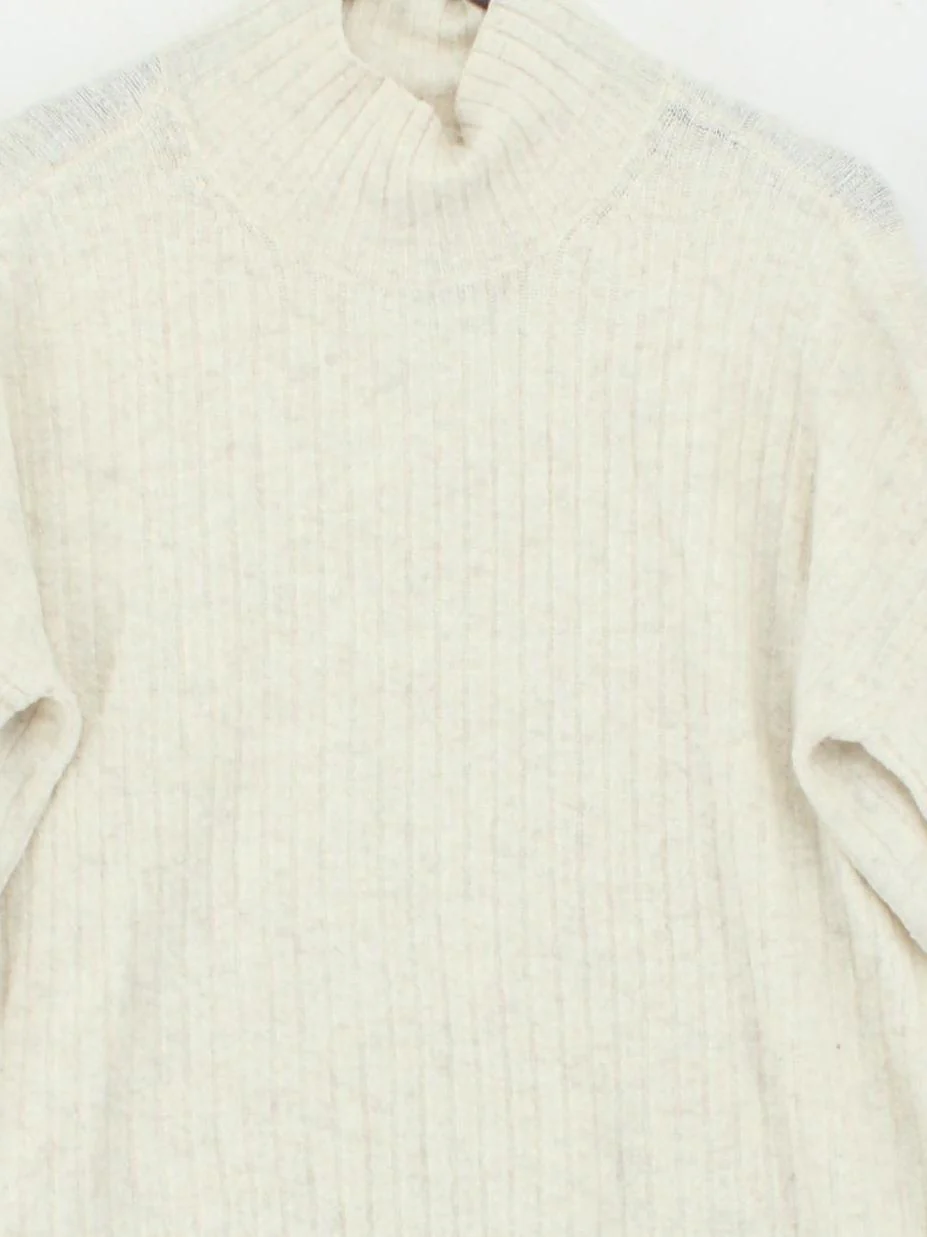 Loft Women's Jumper S Cream Acrylic with Polyester, Spandex High Neck Pullover - Image 3