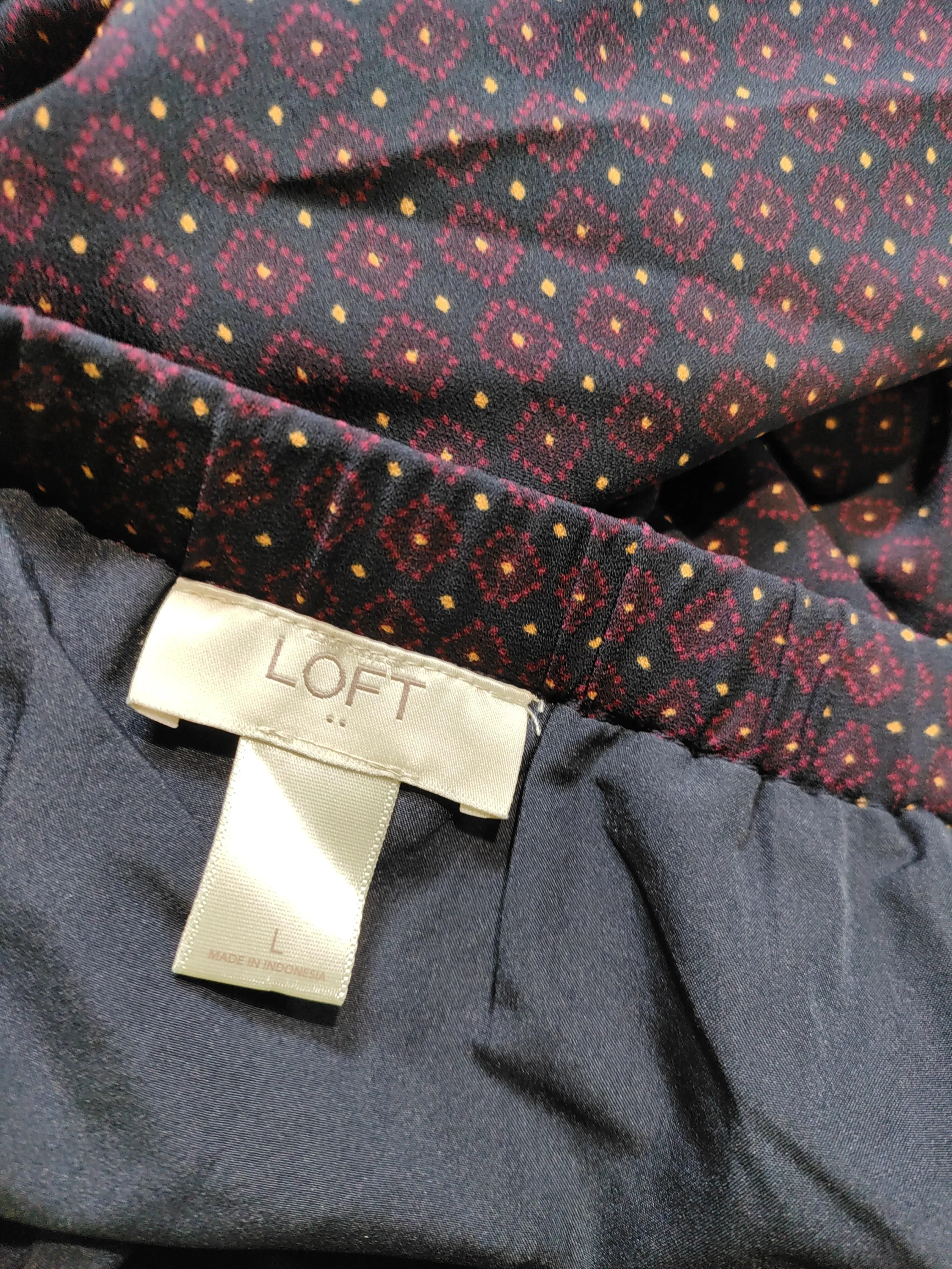 Loft Women's Midi Skirt L Blue Geometric 100% Polyester Midi A-Line - Image 5