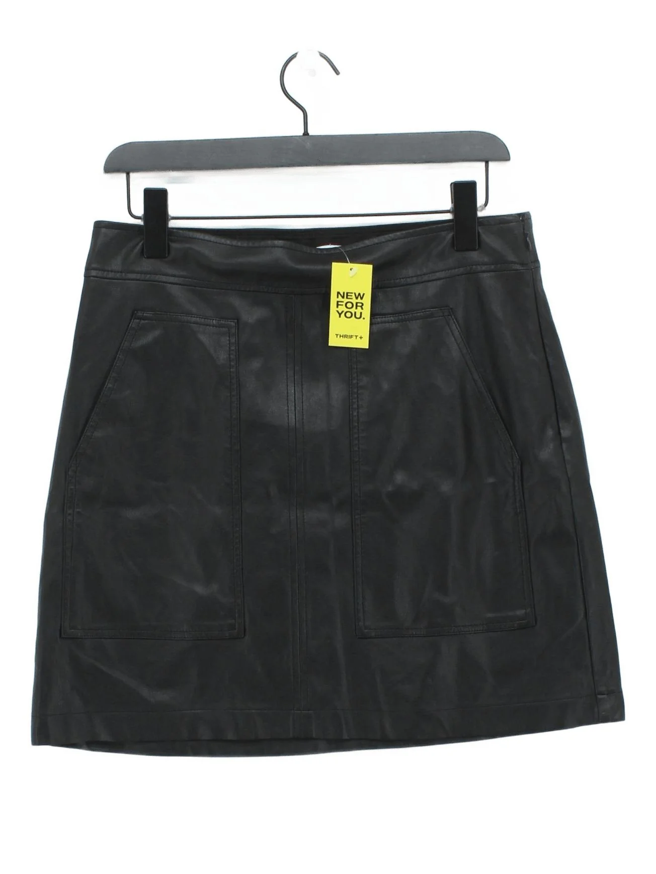 Loft Women's Mini Skirt UK 12 Black Faux Leather with Polyester Short Mini