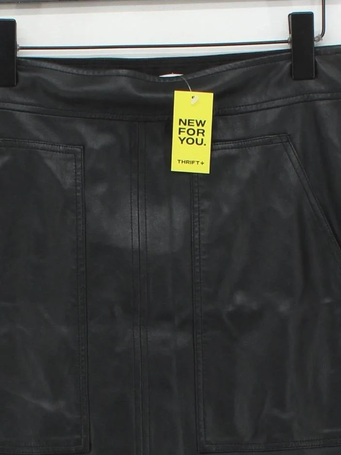 Loft Women's Mini Skirt UK 12 Black Faux Leather with Polyester Short Mini - Image 3