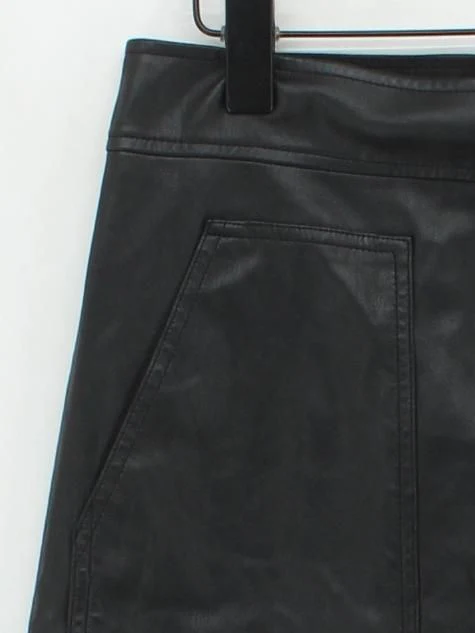 Loft Women's Mini Skirt UK 12 Black Faux Leather with Polyester Short Mini - Image 4
