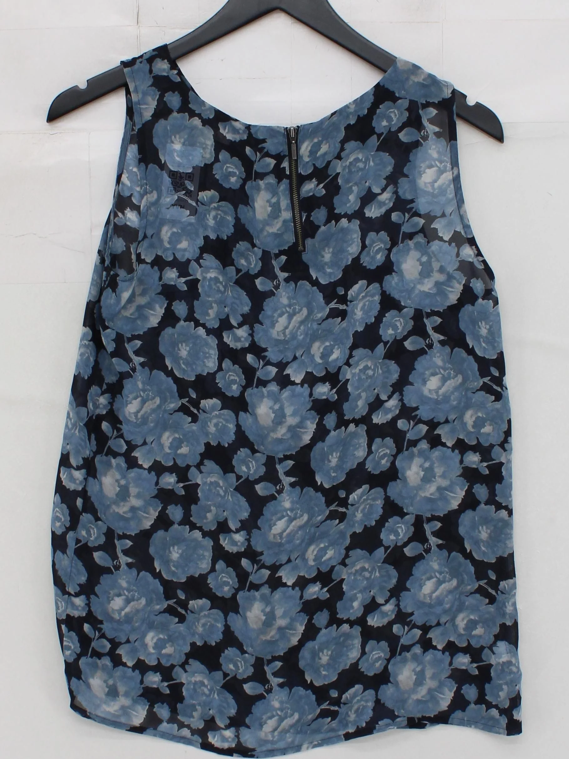 Loft Women's Top S Blue Floral 100% Polyester Sleeveless Round Neck Basic - Image 2