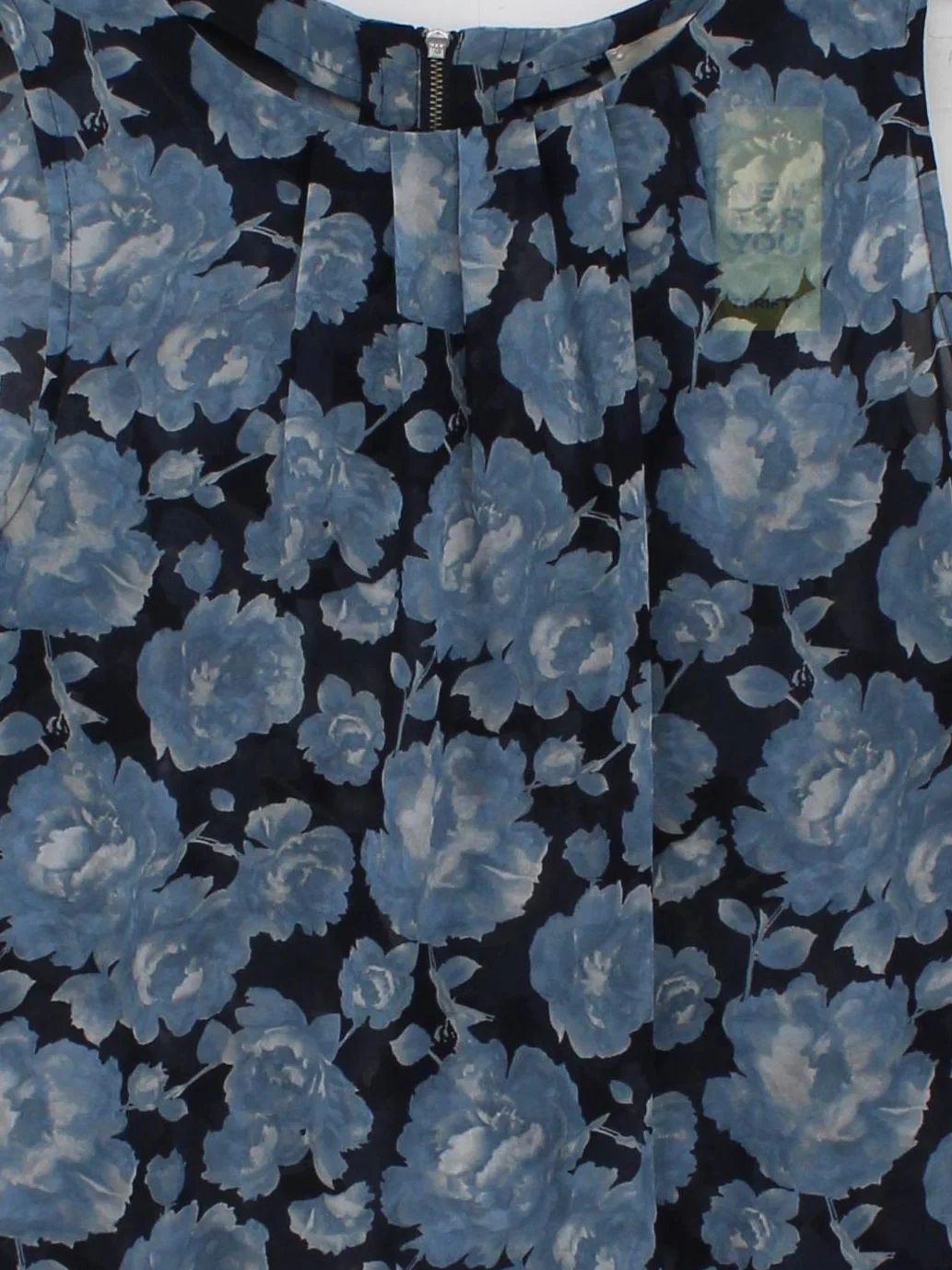 Loft Women's Top S Blue Floral 100% Polyester Sleeveless Round Neck Basic - Image 3