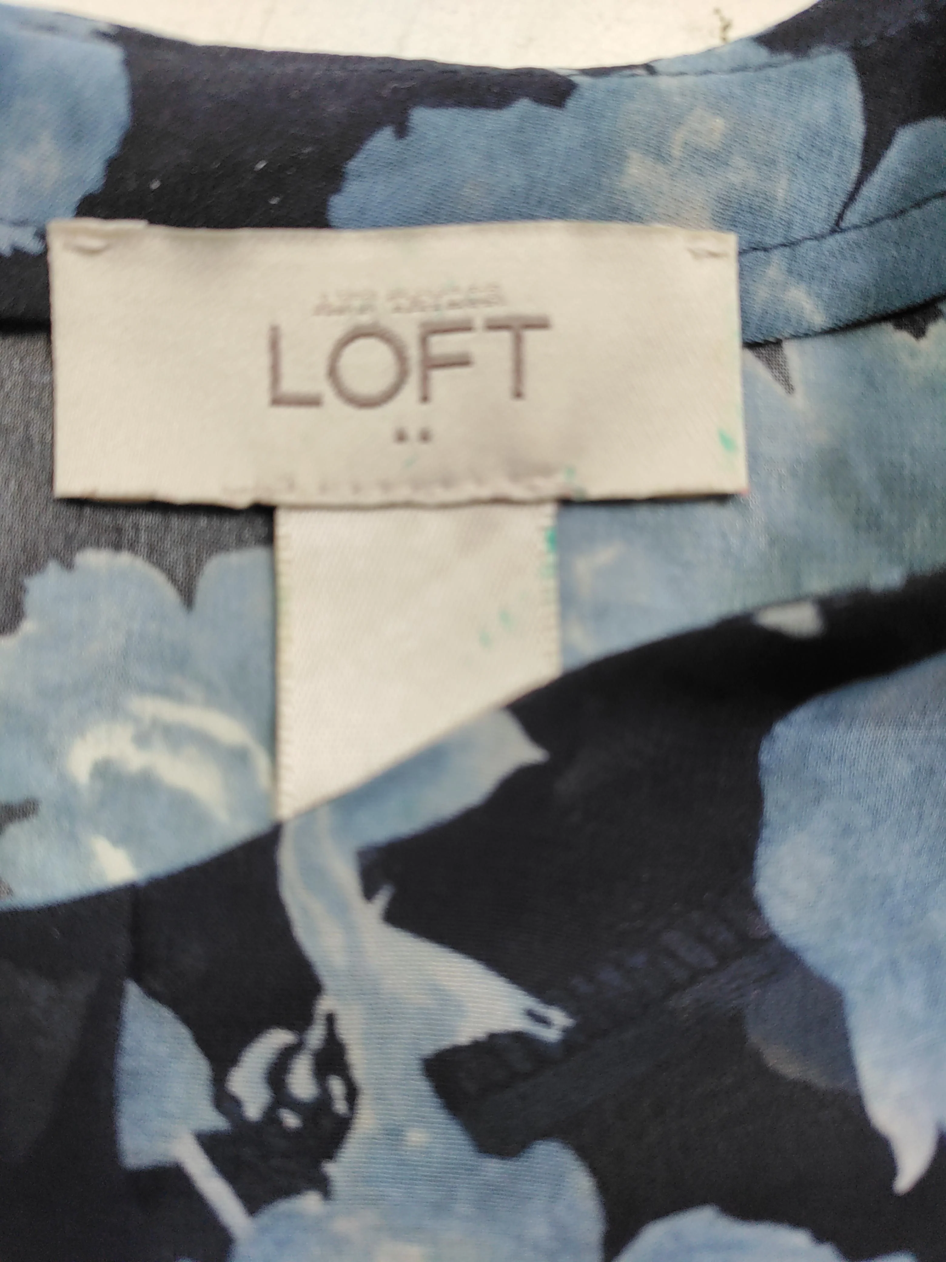 Loft Women's Top S Blue Floral 100% Polyester Sleeveless Round Neck Basic - Image 5