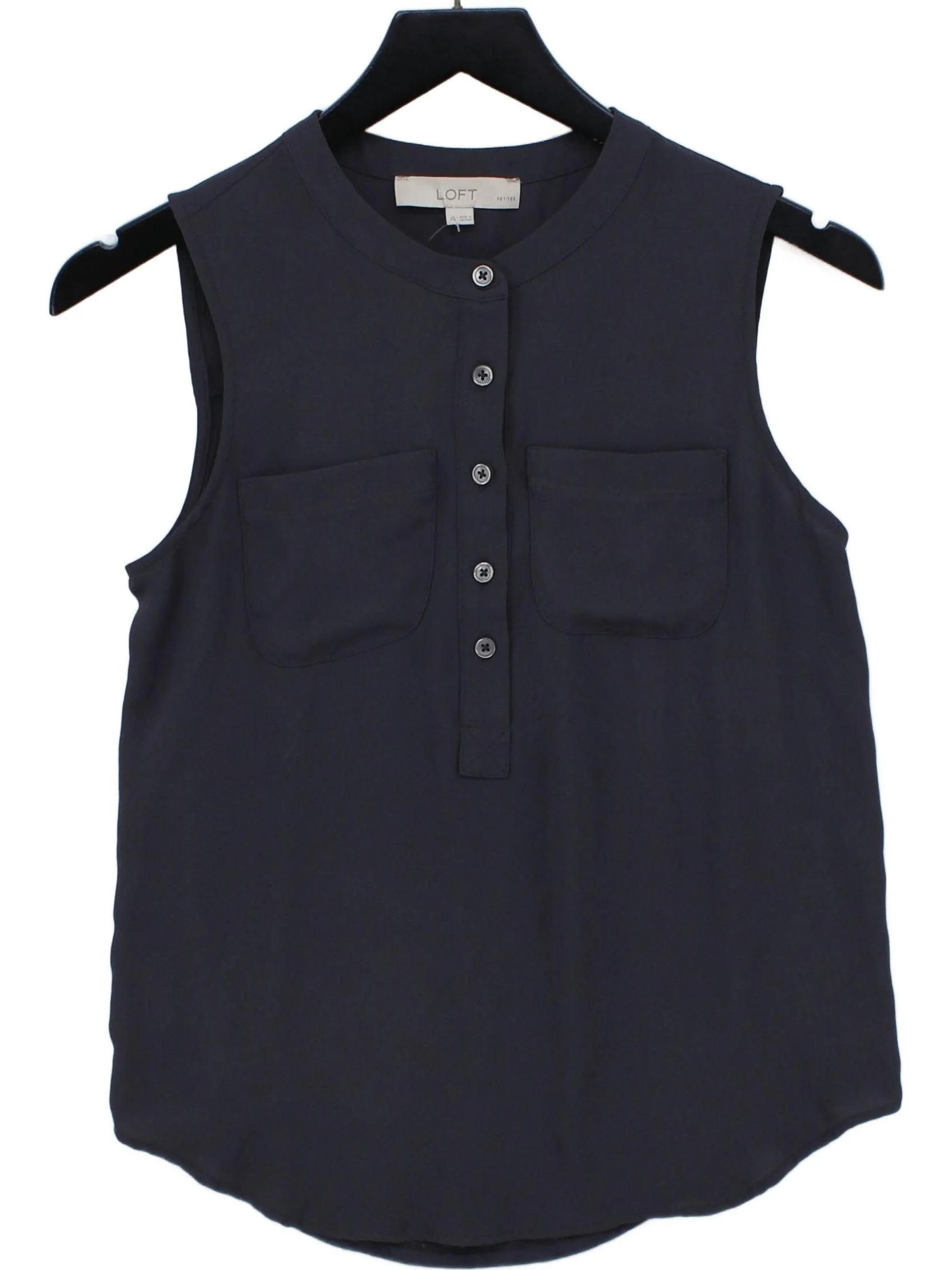 Loft Women's Top XS Grey Rayon with Polyester Sleeveless Round Neck Basic