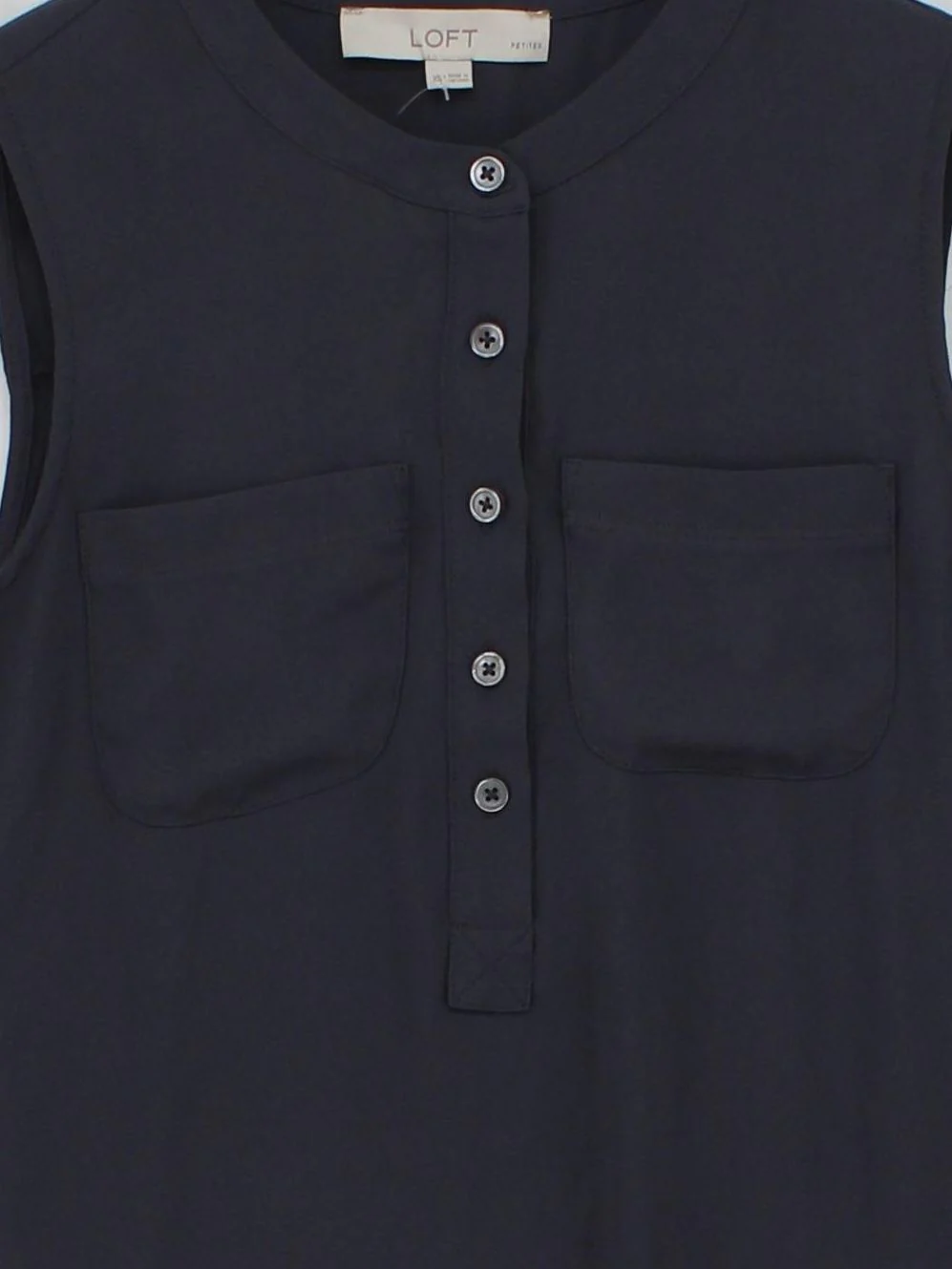 Loft Women's Top XS Grey Rayon with Polyester Sleeveless Round Neck Basic - Image 3