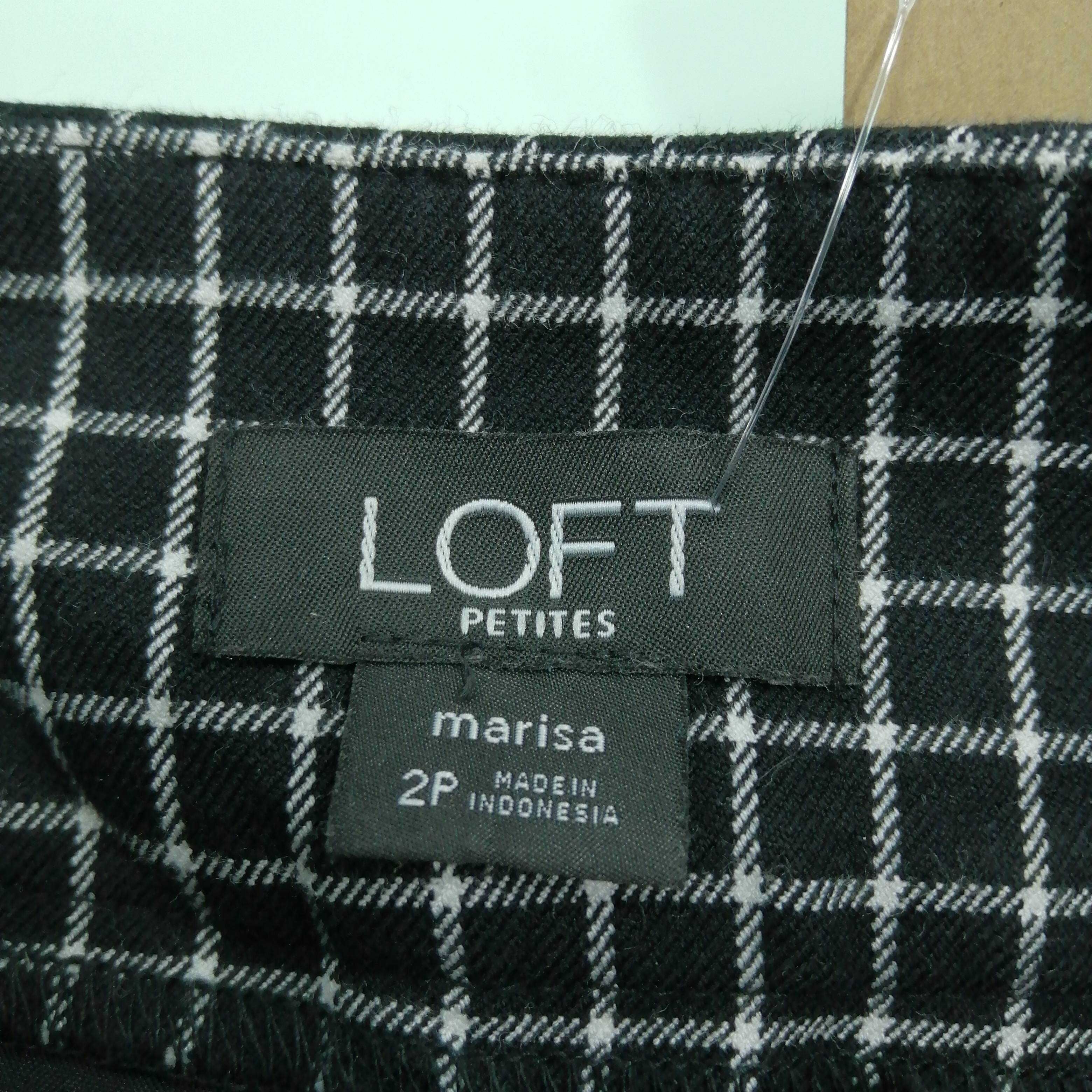 Loft Women's Trousers UK 6 Black Checkered 100% Cotton Tapered Cropped - Image 4
