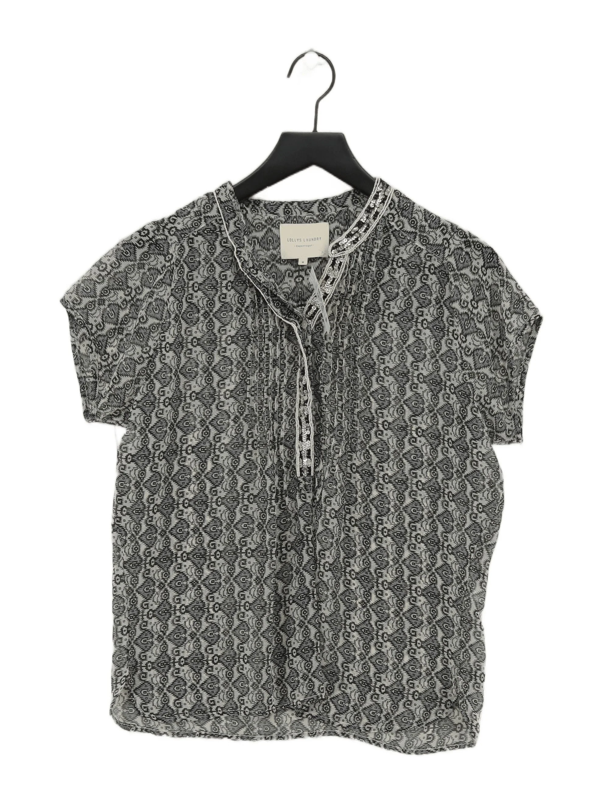 Lollys Laundry Women's Top M Multi 100% Polyester Short Sleeve Collared Basic
