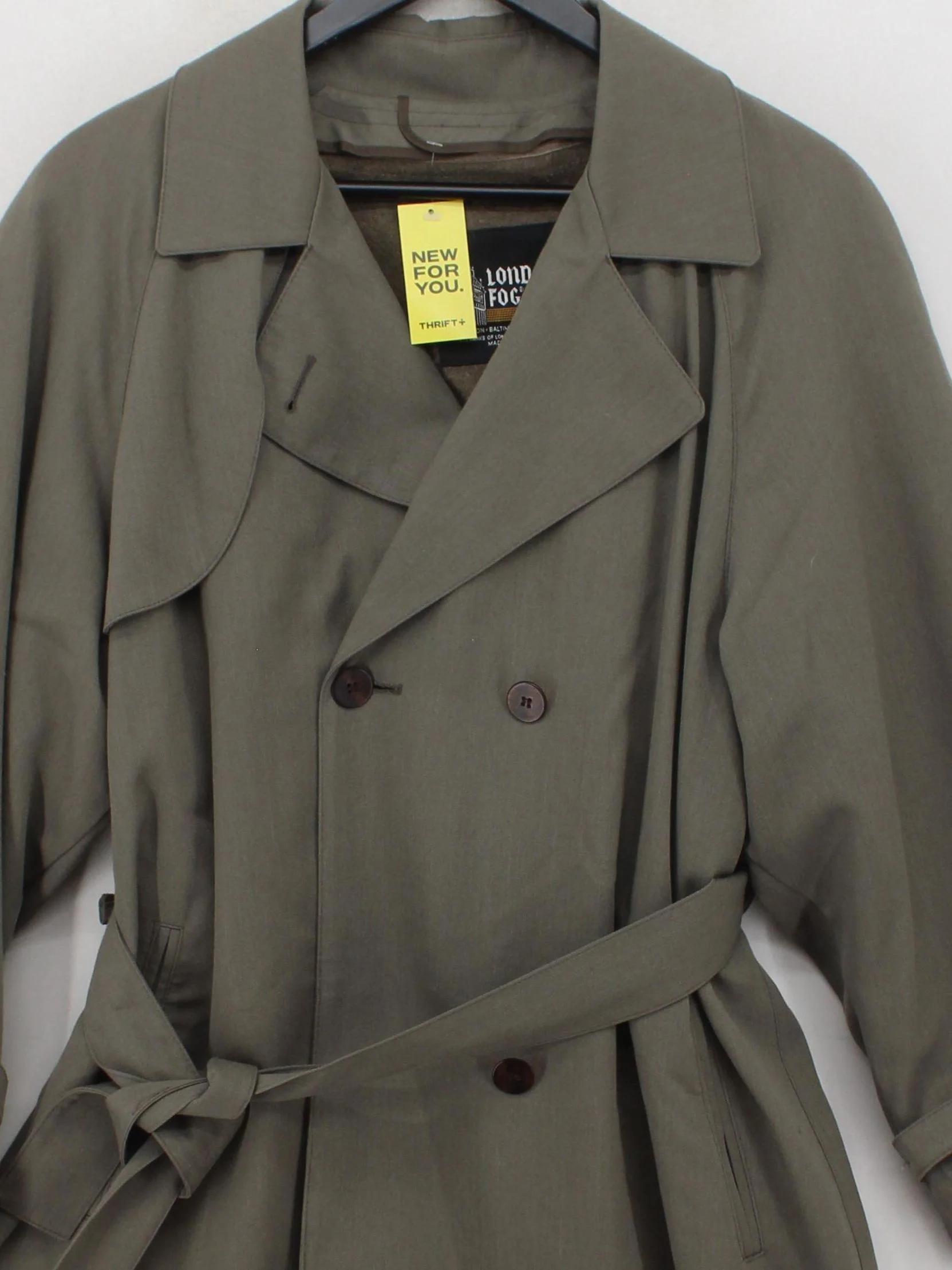 London Fog Men's Coat Chest: 38 in Green 100% Other Trench Coat - Image 3