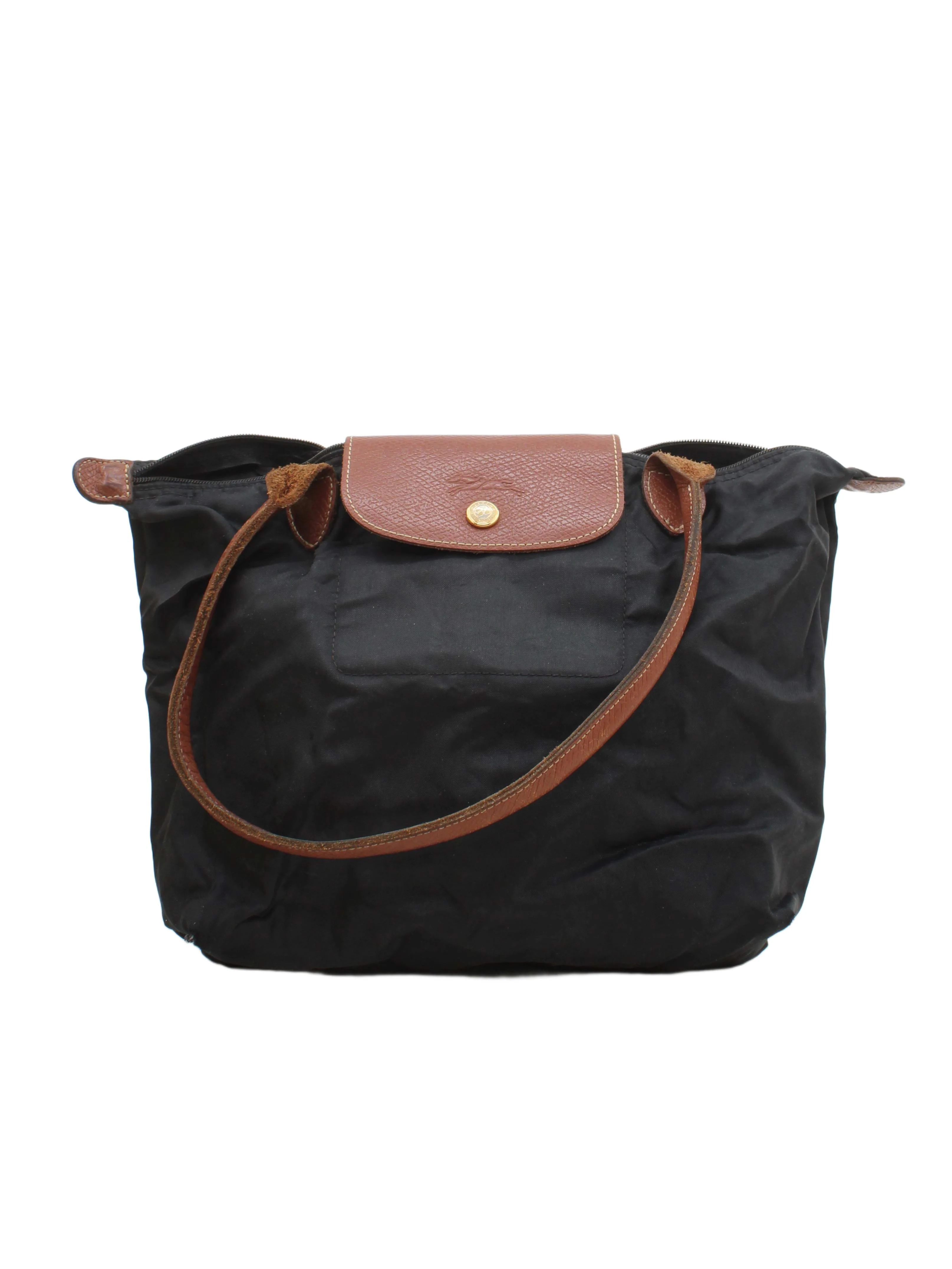 Longchamp Women's Bag Black Nylon with Leather Tote
