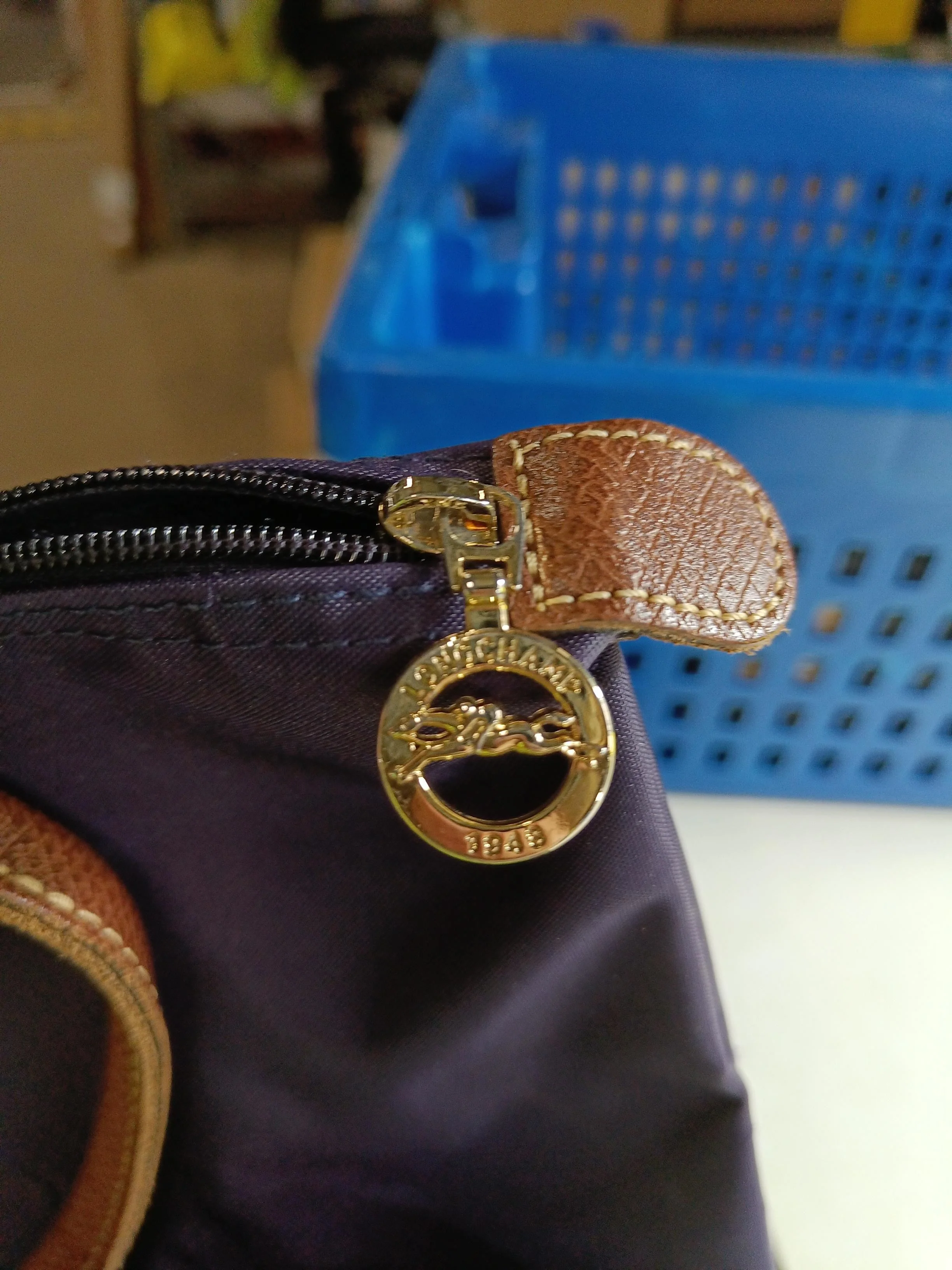 Longchamp Women's Bag Blue Nylon with Leather Tote - Image 7