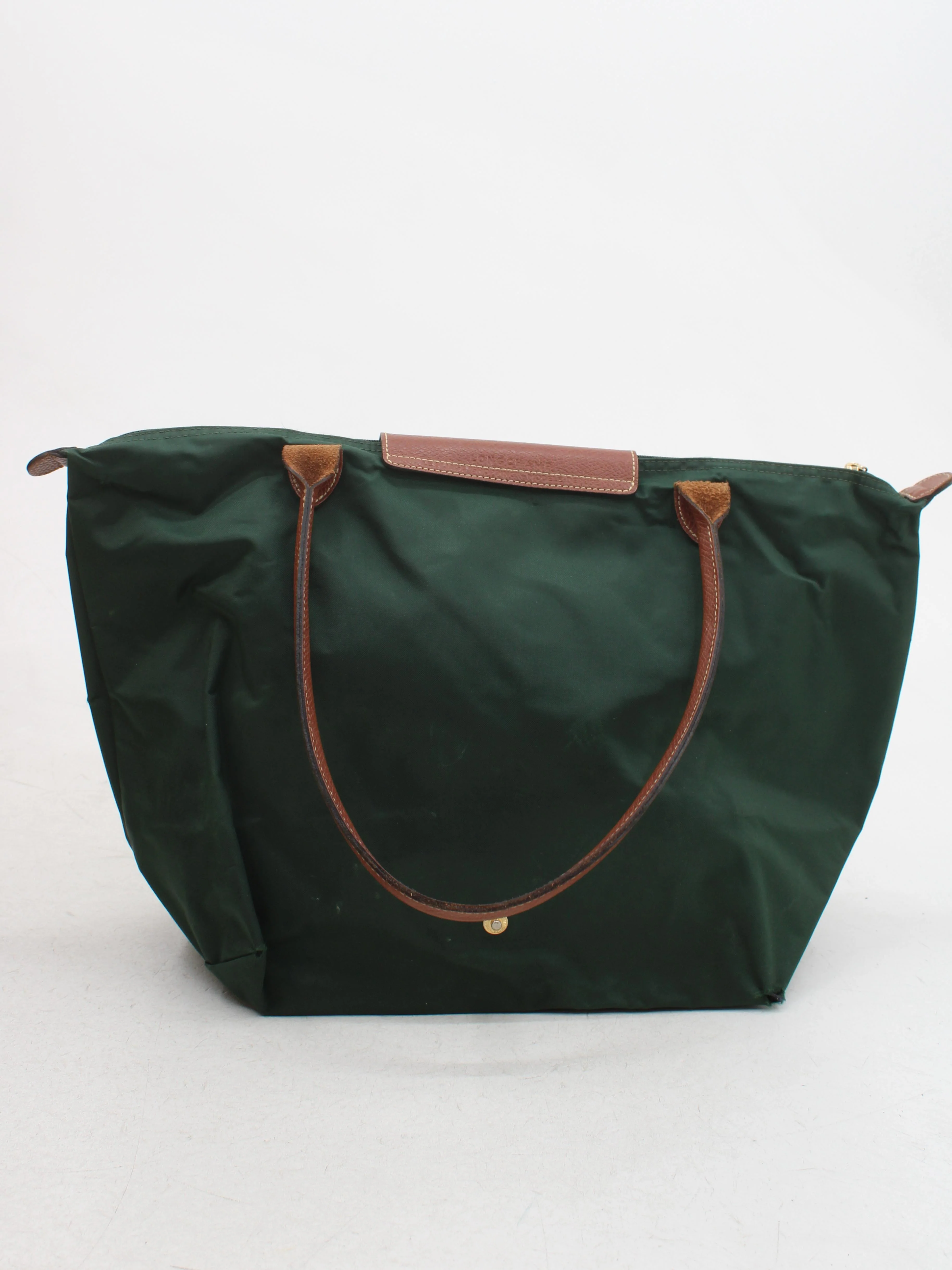 Longchamp Women's Bag Green Nylon with Leather Tote - Image 2