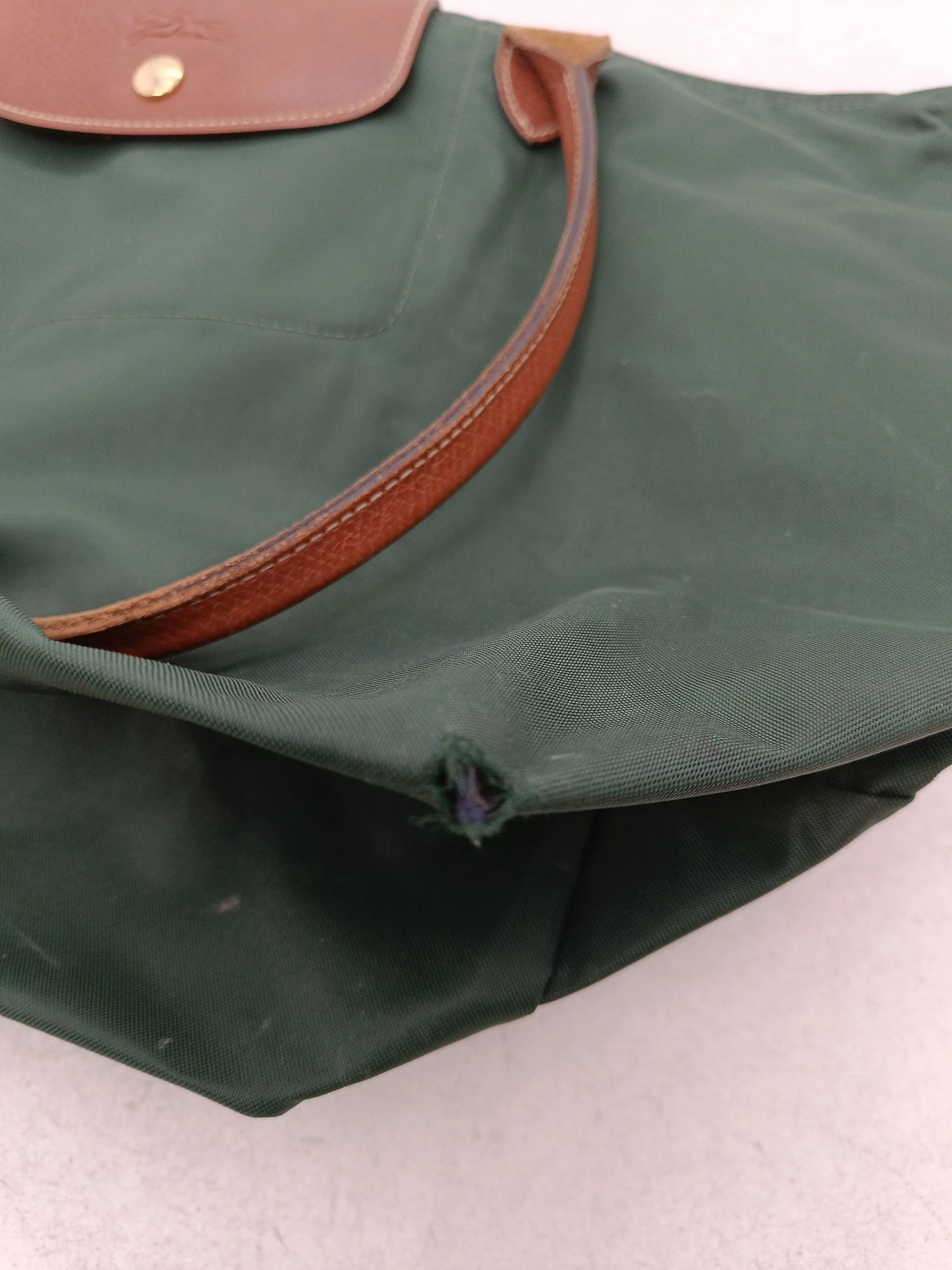 Longchamp Women's Bag Green Nylon with Leather Tote - Image 6