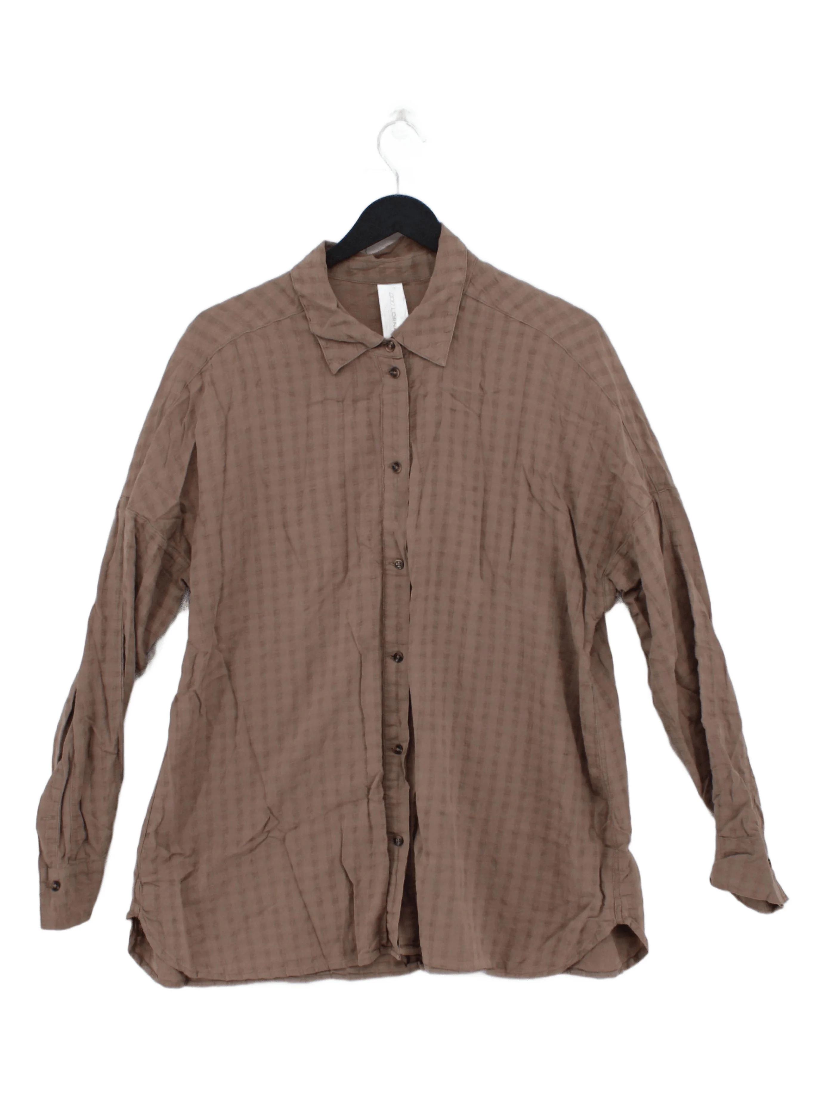 Lorna Jane Women's Shirt M Brown Checkered 100% Other Long Sleeve Collared Basic