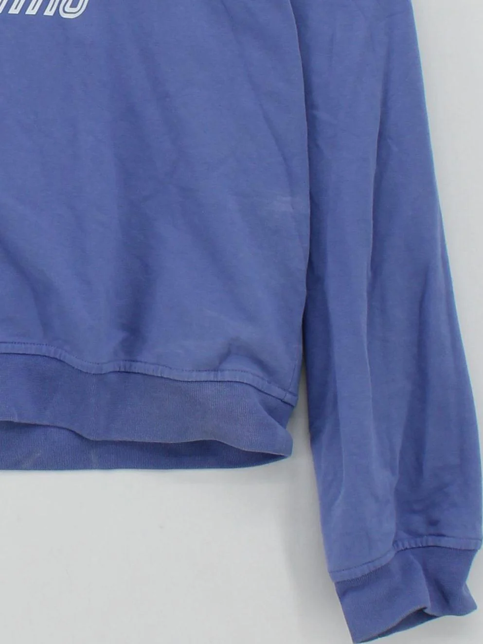 Love Moschino Women's Hoodie UK 14 Blue Graphic Cotton with Elastane Pullover - Image 4