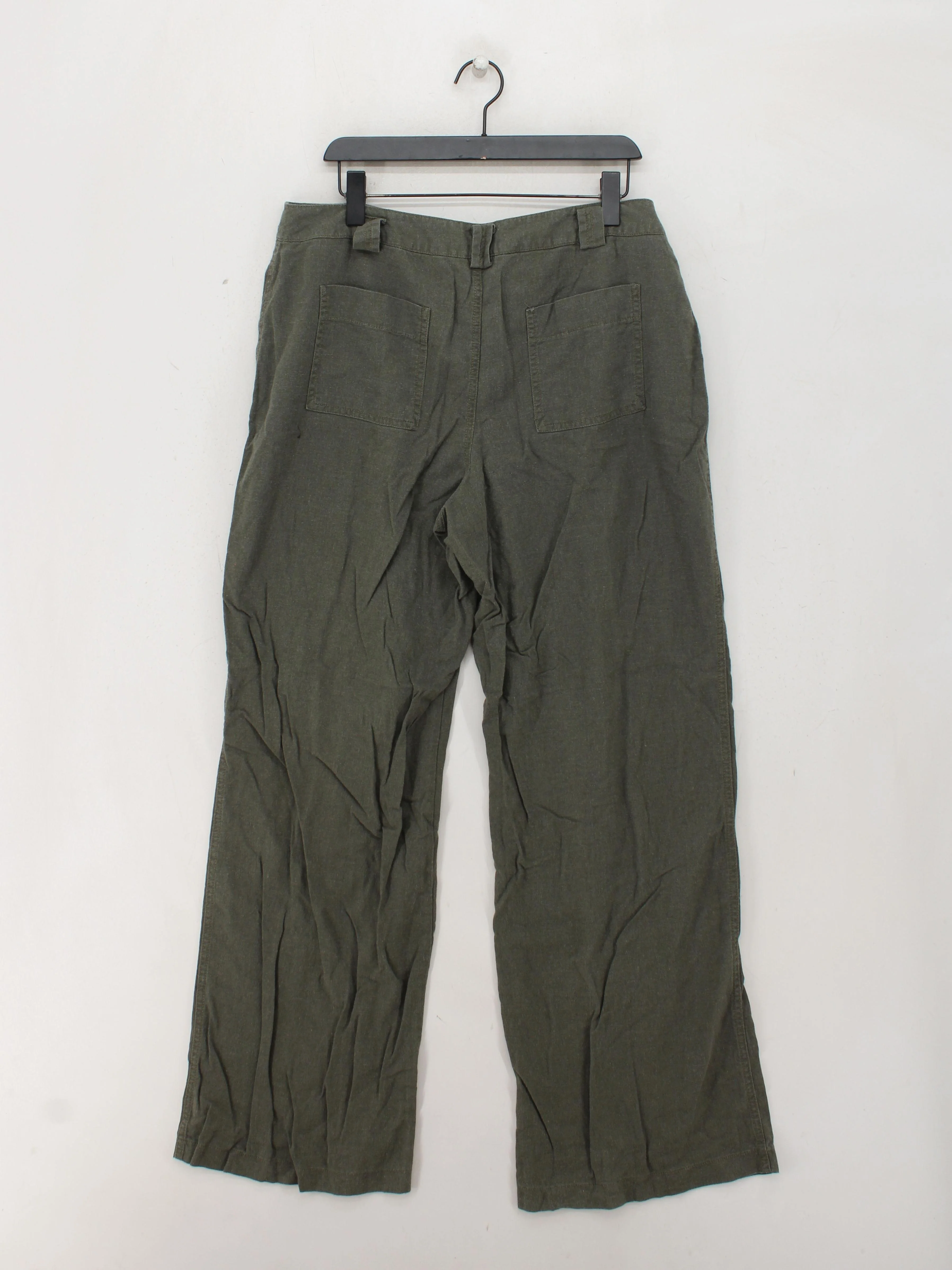 LTS - Long Tall Sally Women's Trousers UK 20 Green Linen with Viscose Sweatpants - Image 2
