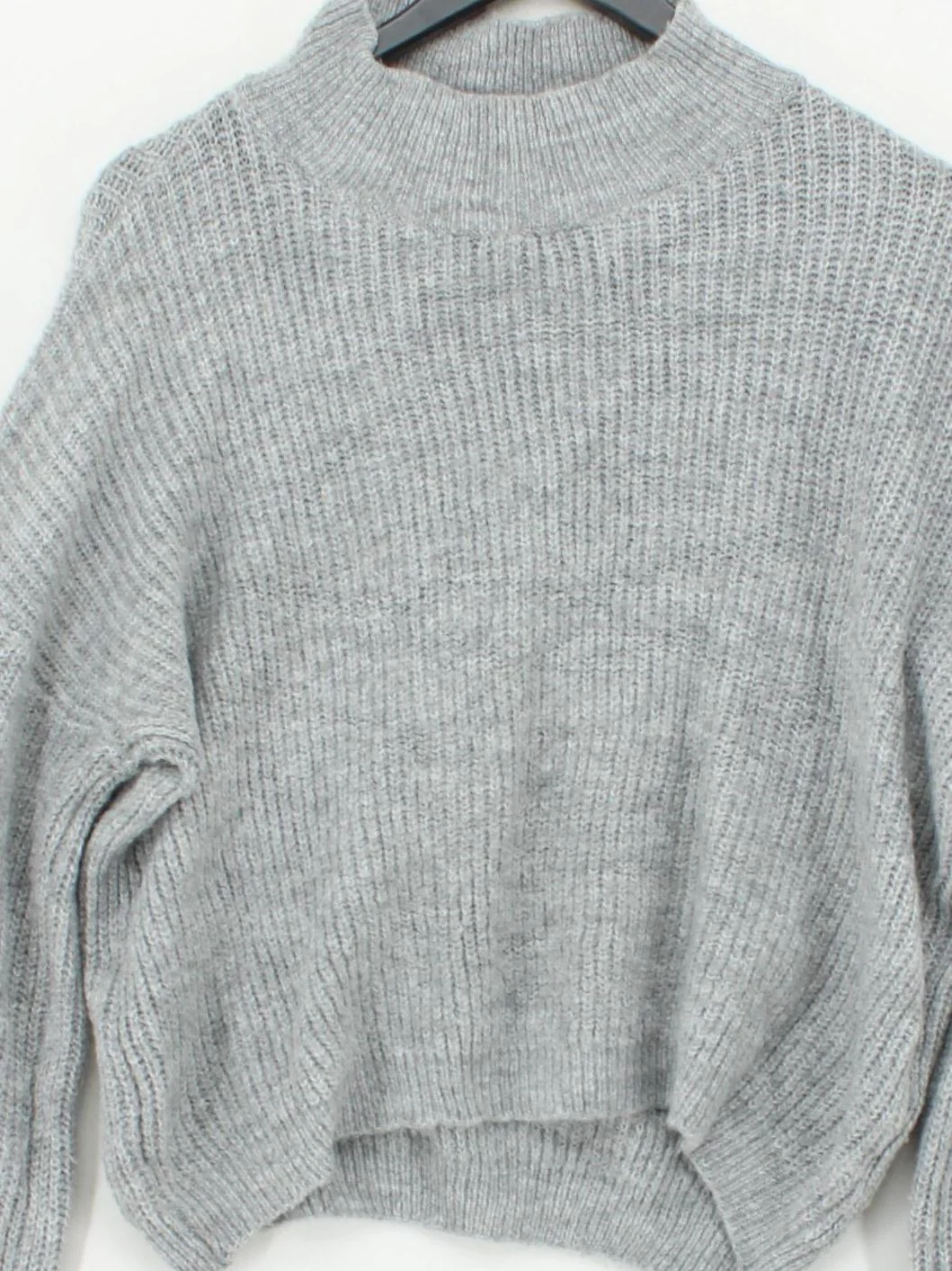 LTS Women's Jumper UK 10 Grey Acrylic with Polyester Mock Neck Pullover - Image 3