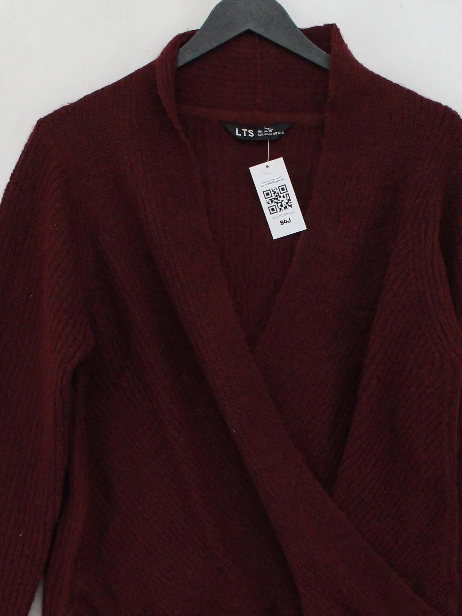 LTS Women's Jumper UK 14 Red Acrylic with Polyester V-Neck Pullover - Image 3