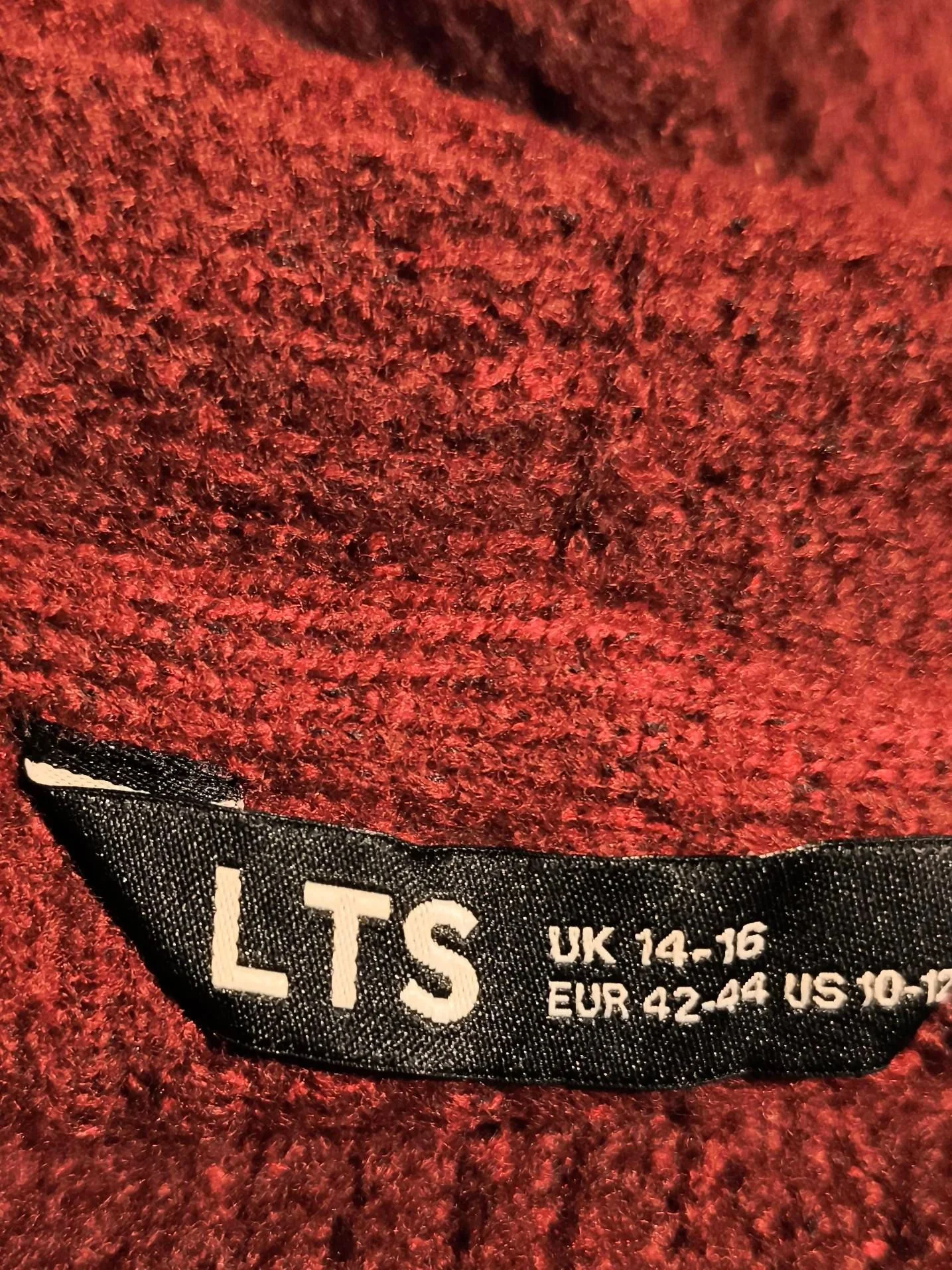 LTS Women's Jumper UK 14 Red Acrylic with Polyester V-Neck Pullover - Image 5