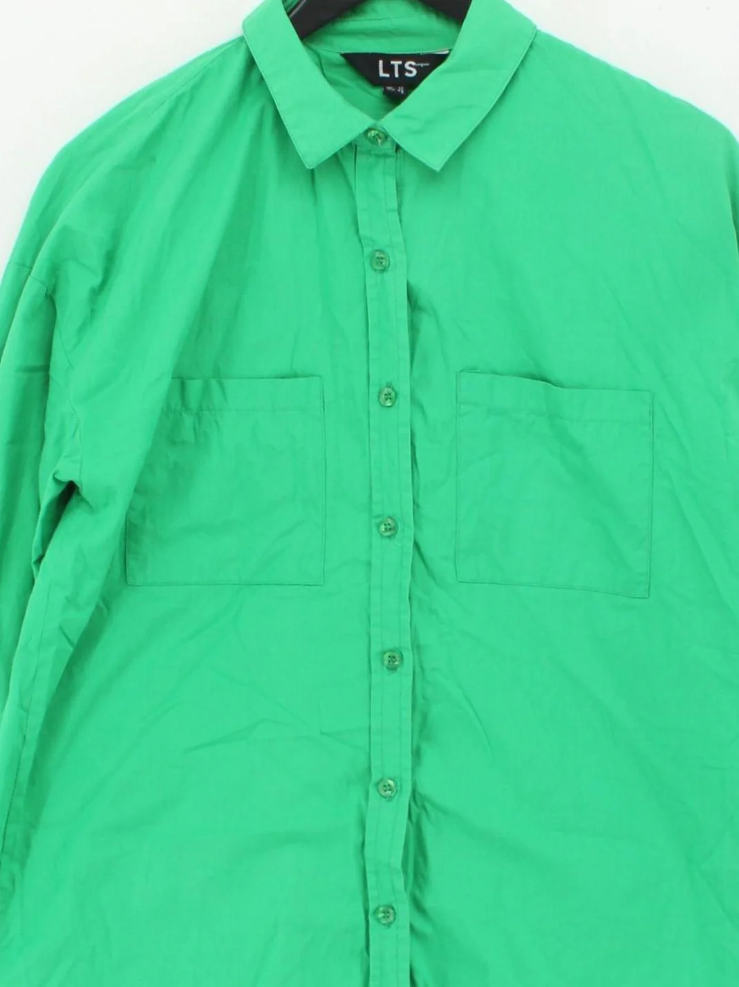 LTS Women's Shirt UK 12 Green 100% Cotton Long Sleeve Collared Basic - Image 3