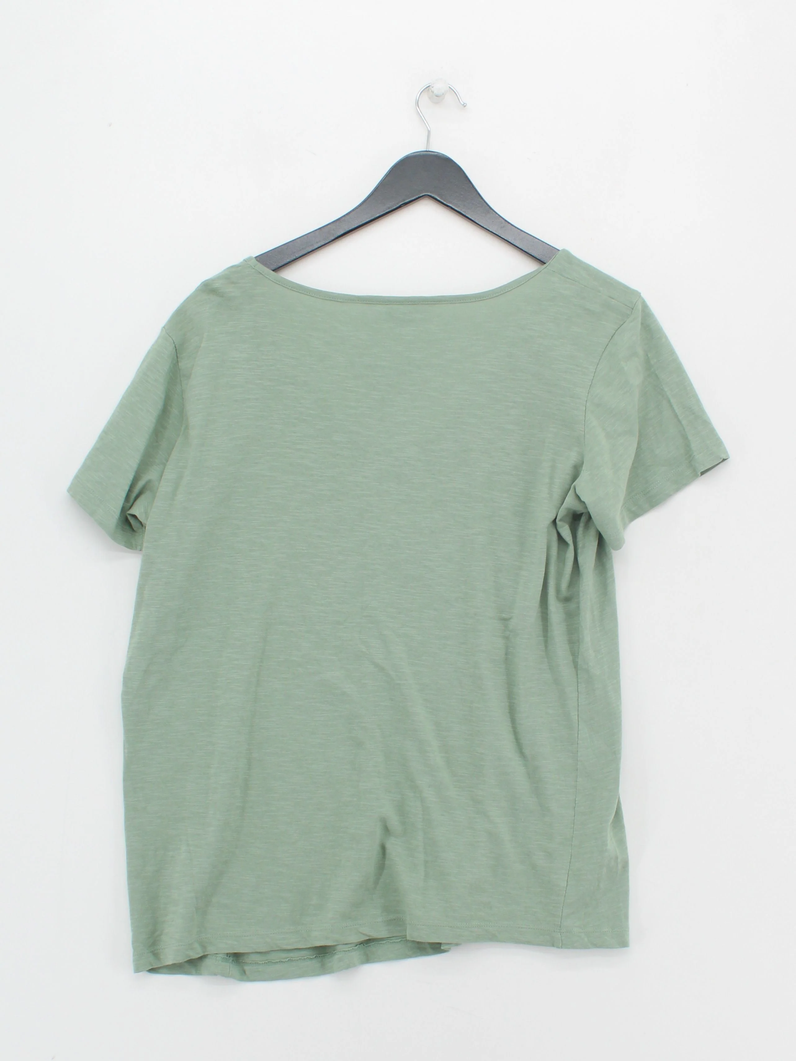 LTS Women's T-Shirt UK 10 Green 100% Cotton Short Sleeve V-Neck Basic - Image 2