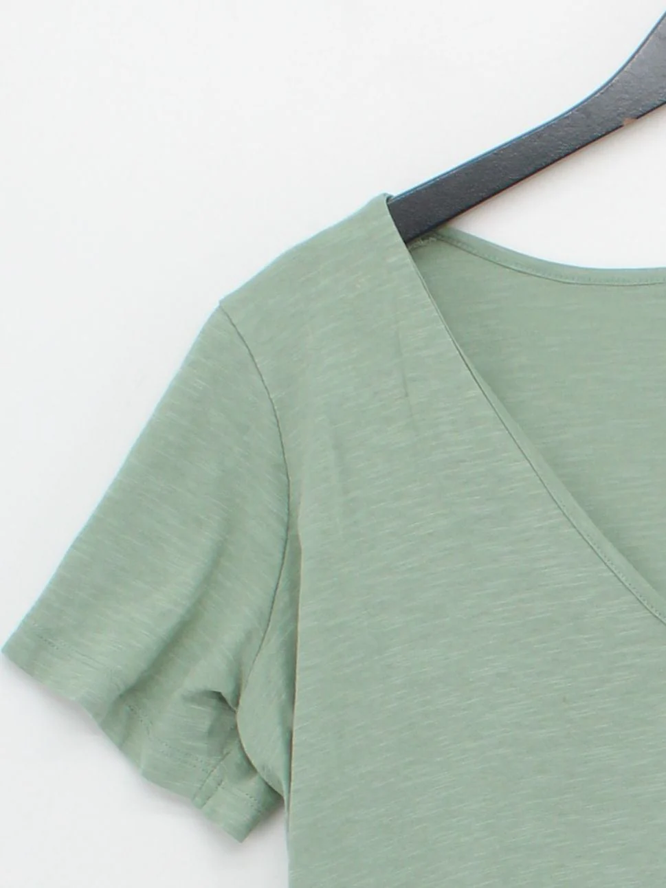 LTS Women's T-Shirt UK 10 Green 100% Cotton Short Sleeve V-Neck Basic - Image 4