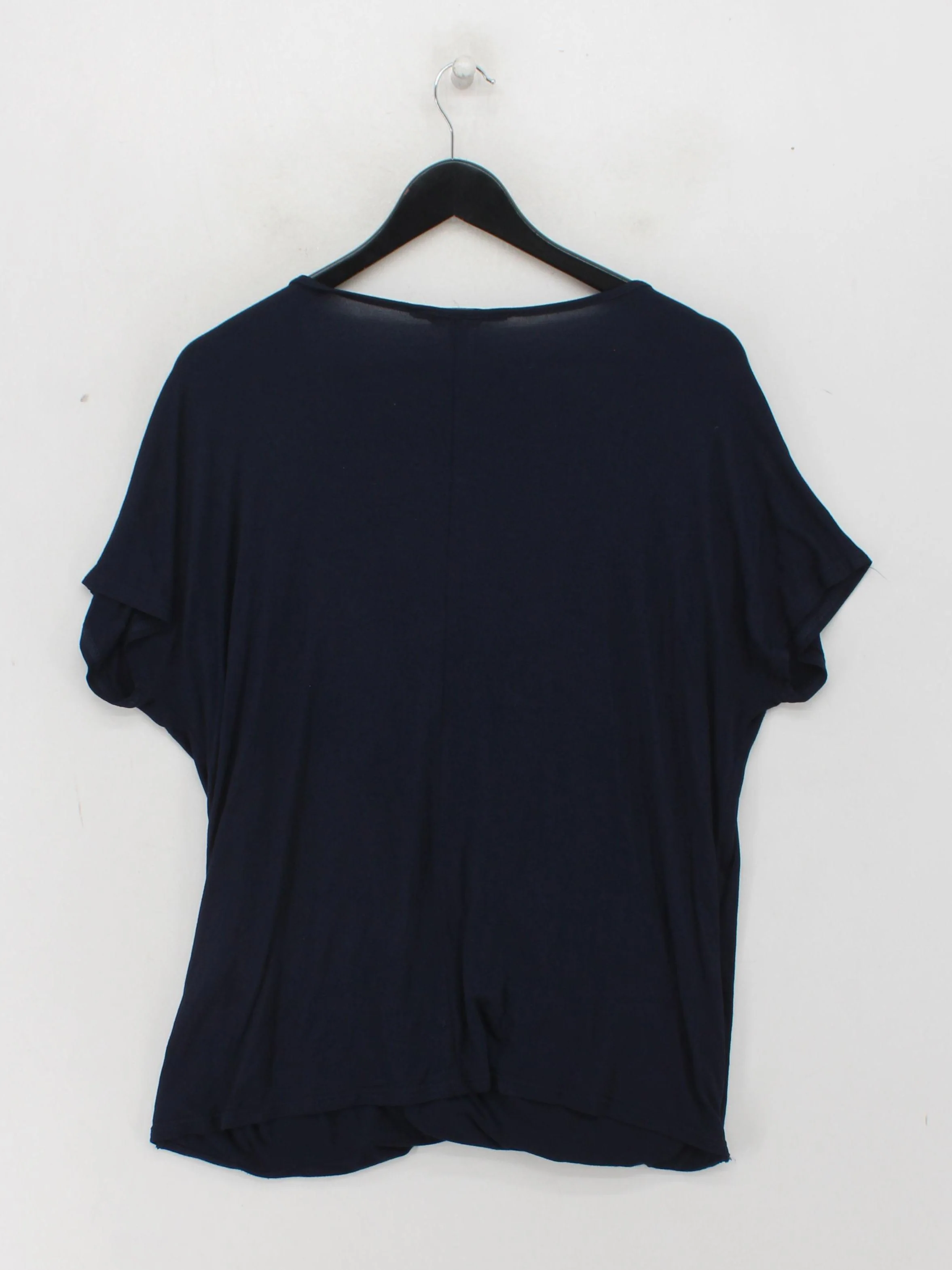 LTS Women's Top UK 16 Blue Viscose with Elastane Short Sleeve V-Neck Basic - Image 2