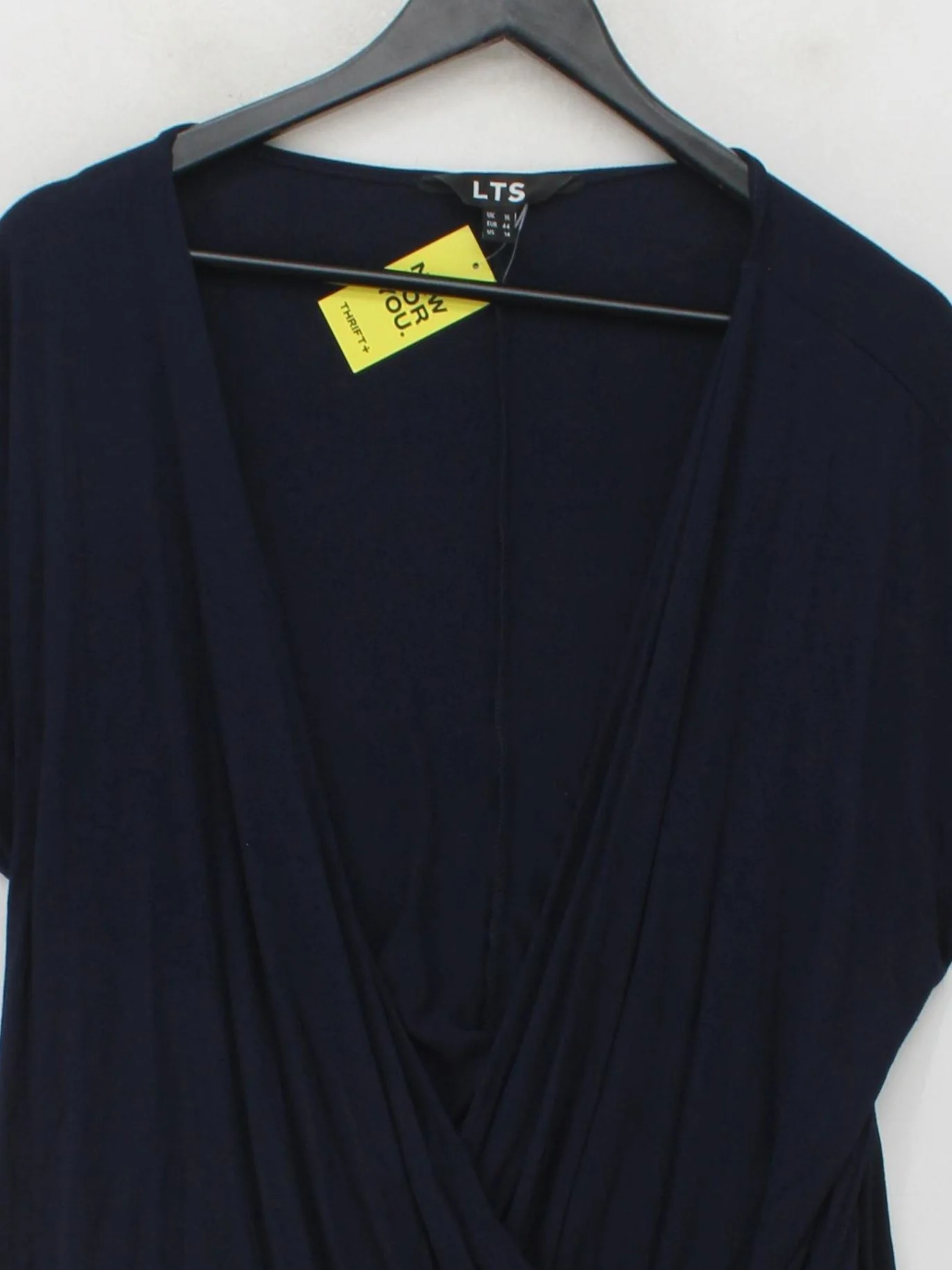 LTS Women's Top UK 16 Blue Viscose with Elastane Short Sleeve V-Neck Basic - Image 3