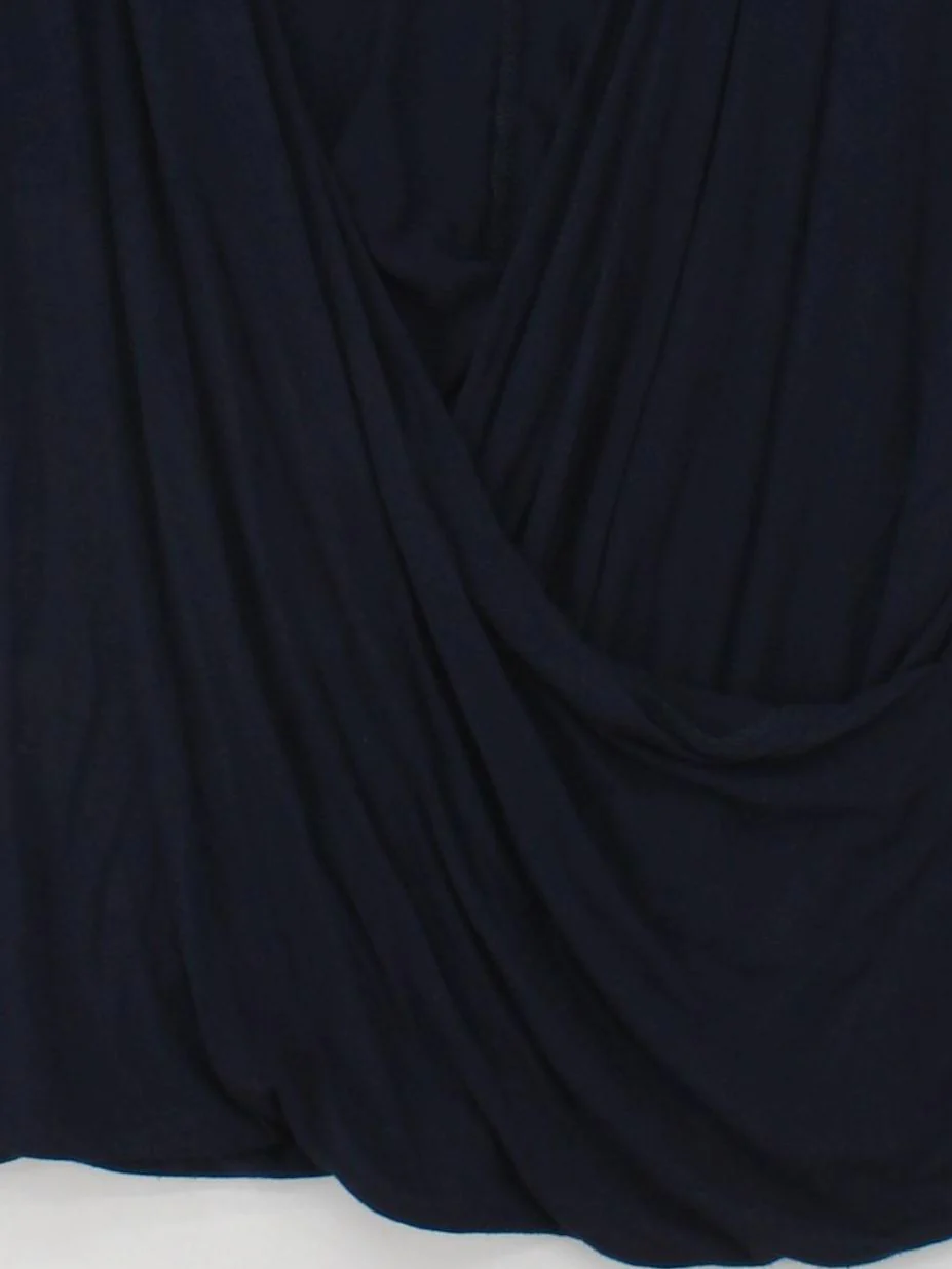 LTS Women's Top UK 16 Blue Viscose with Elastane Short Sleeve V-Neck Basic - Image 4