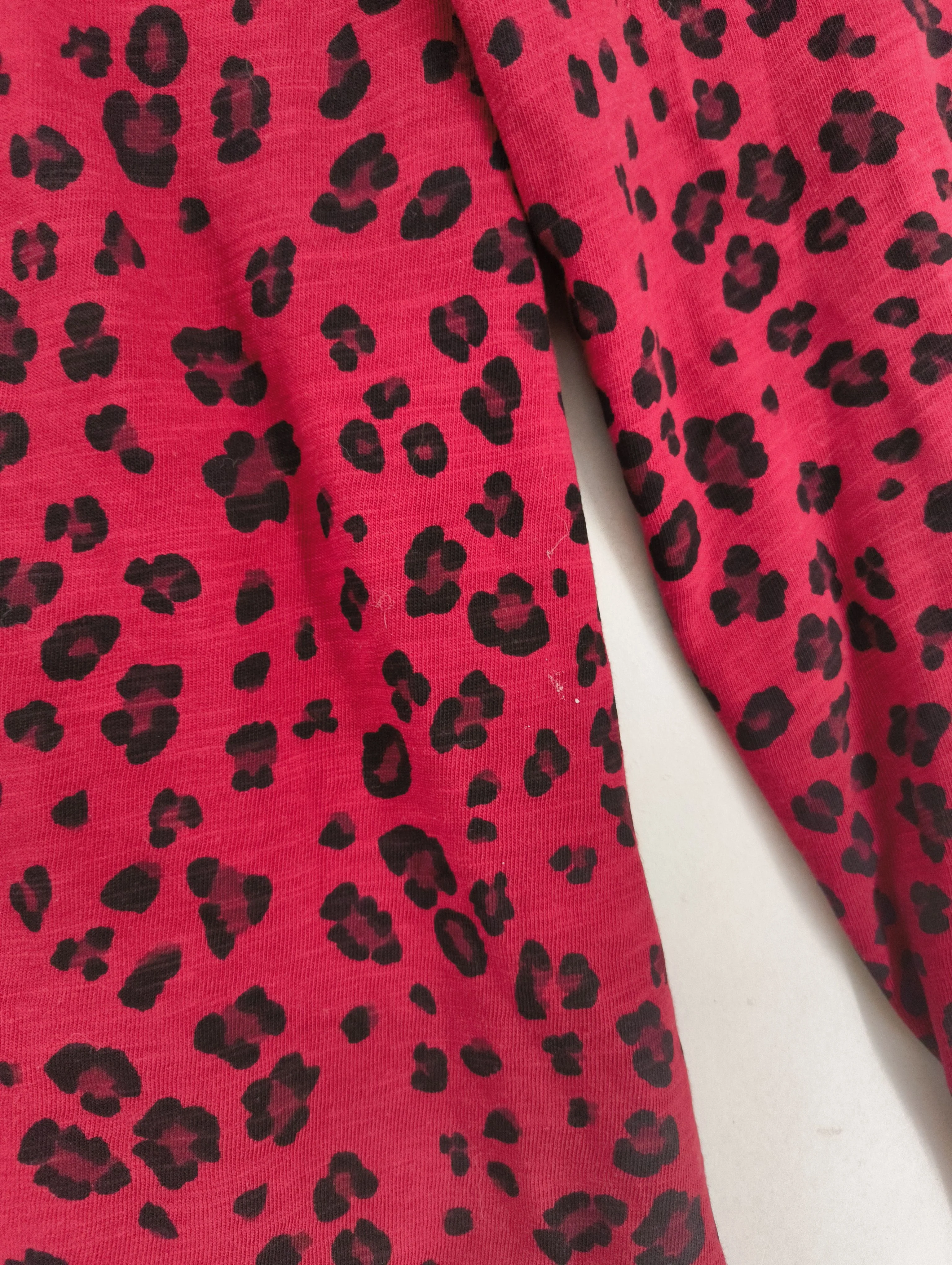LTS Women's Top UK 20 Red Animal Print 100% Cotton Long Sleeve Round Neck Basic - Image 5
