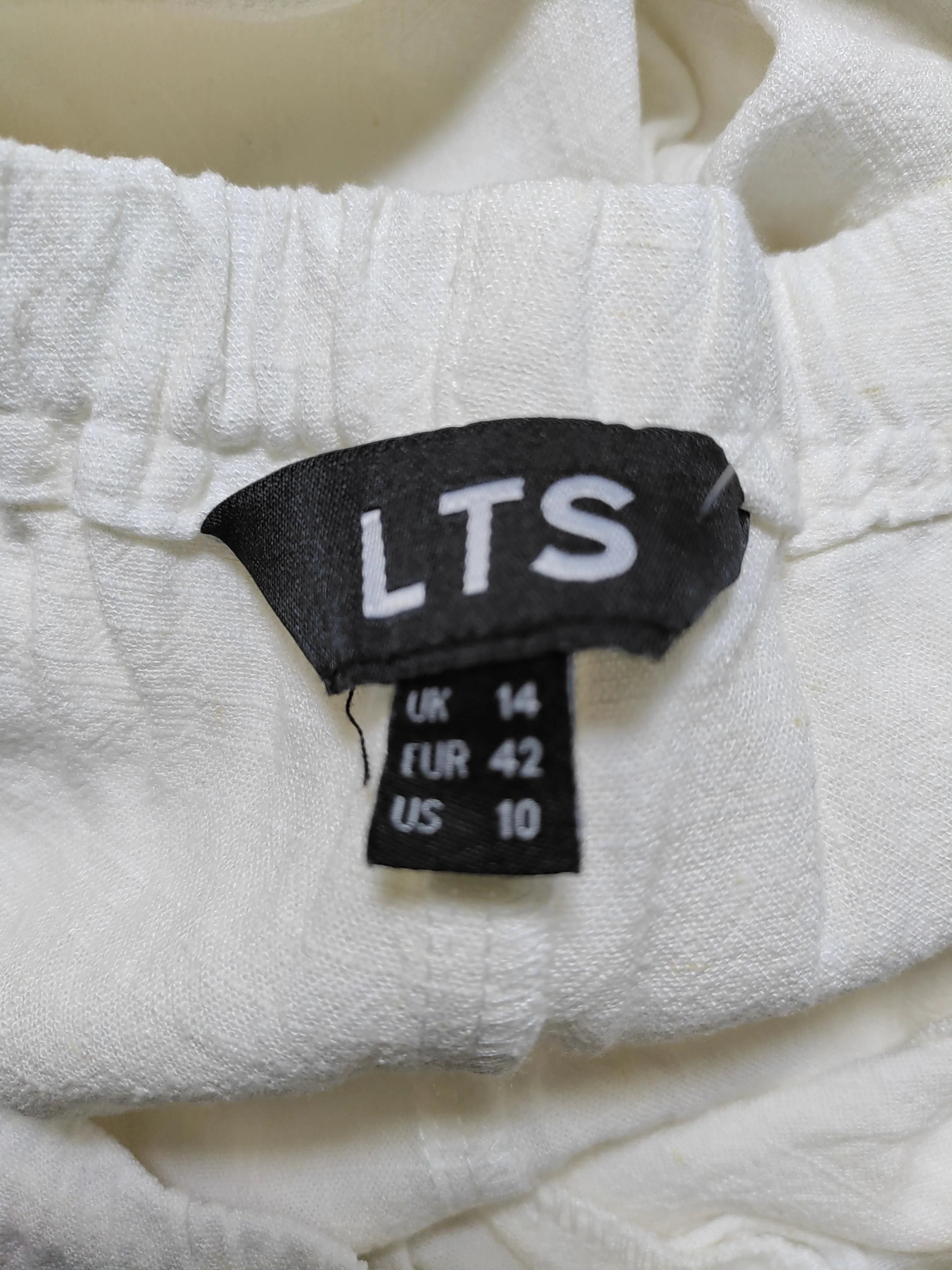 LTS Women's Trousers UK 14 White Viscose with Linen Wide-Leg Chino - Image 5