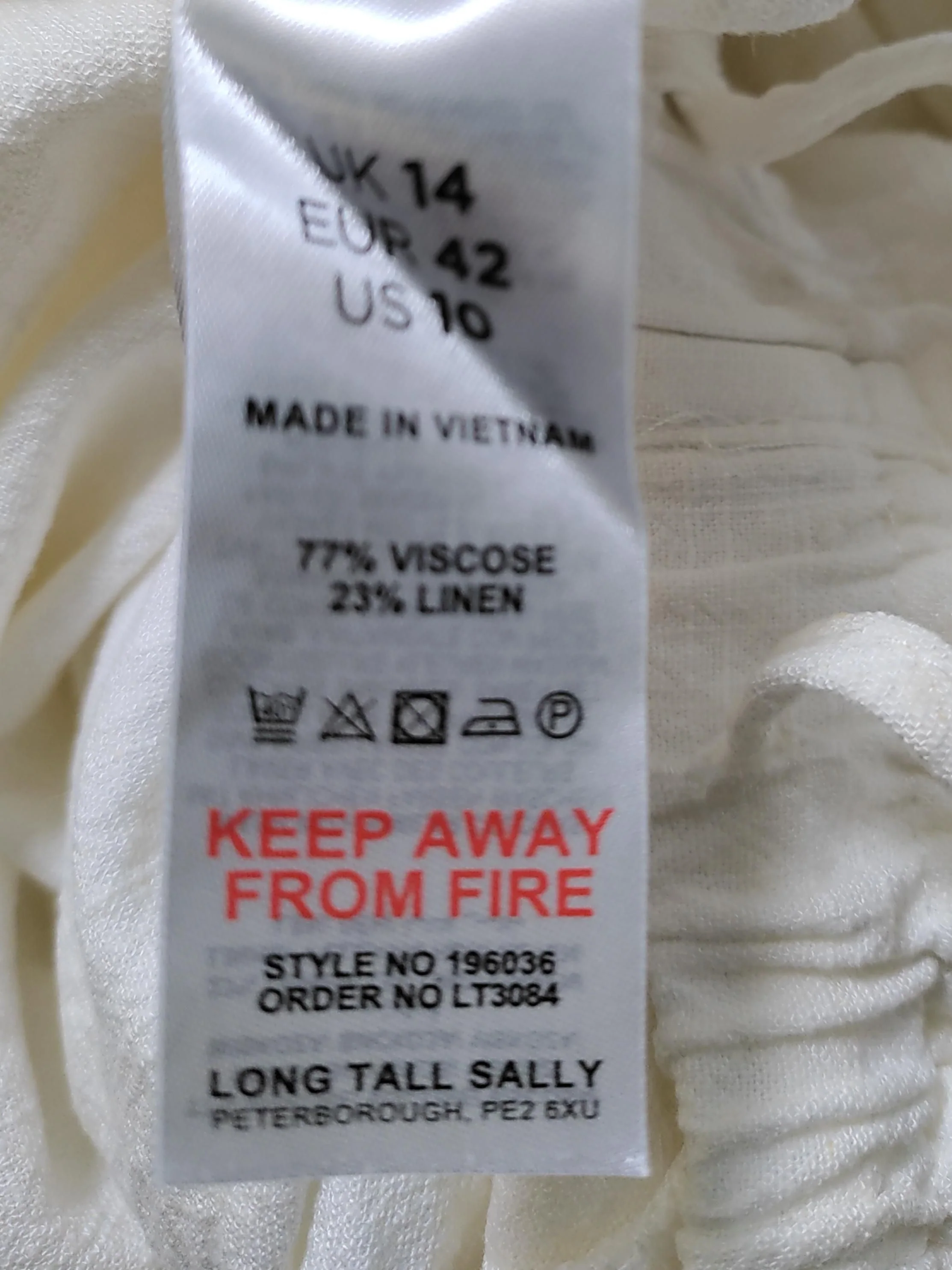 LTS Women's Trousers UK 14 White Viscose with Linen Wide-Leg Chino - Image 6