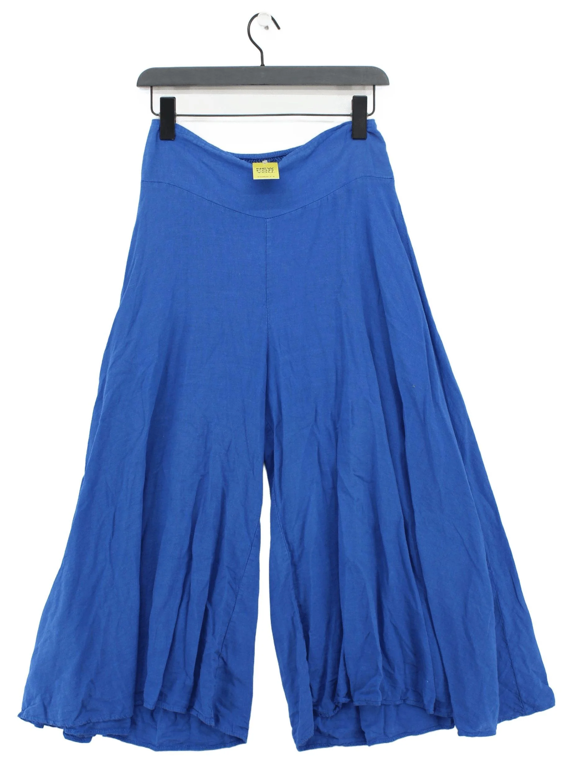 Luca Vanucci Women's Trousers L Blue Linen with Viscose Wide-Leg Sweatpants
