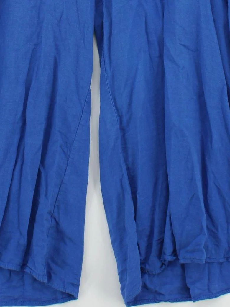 Luca Vanucci Women's Trousers L Blue Linen with Viscose Wide-Leg Sweatpants - Image 4