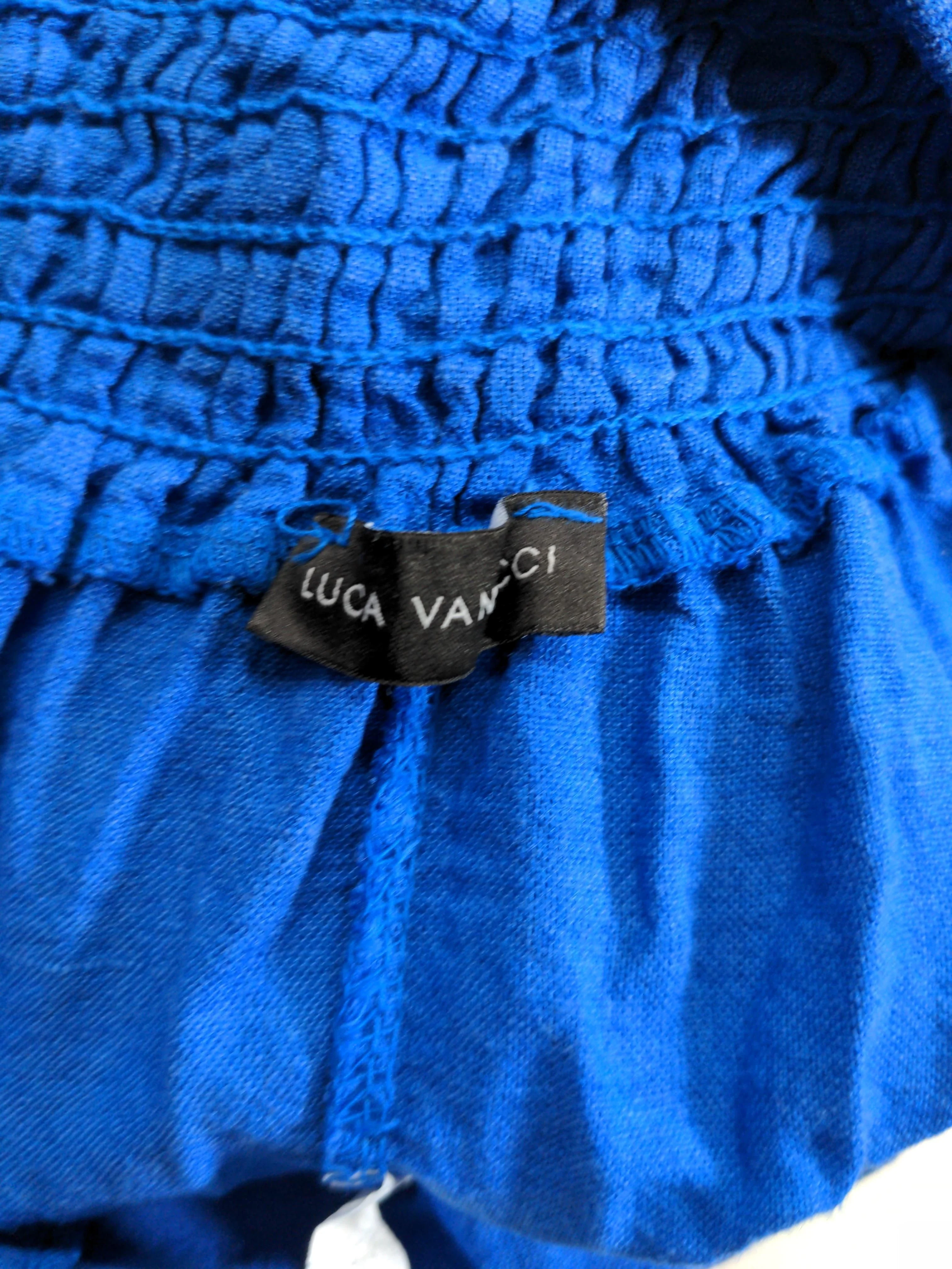 Luca Vanucci Women's Trousers L Blue Linen with Viscose Wide-Leg Sweatpants - Image 5