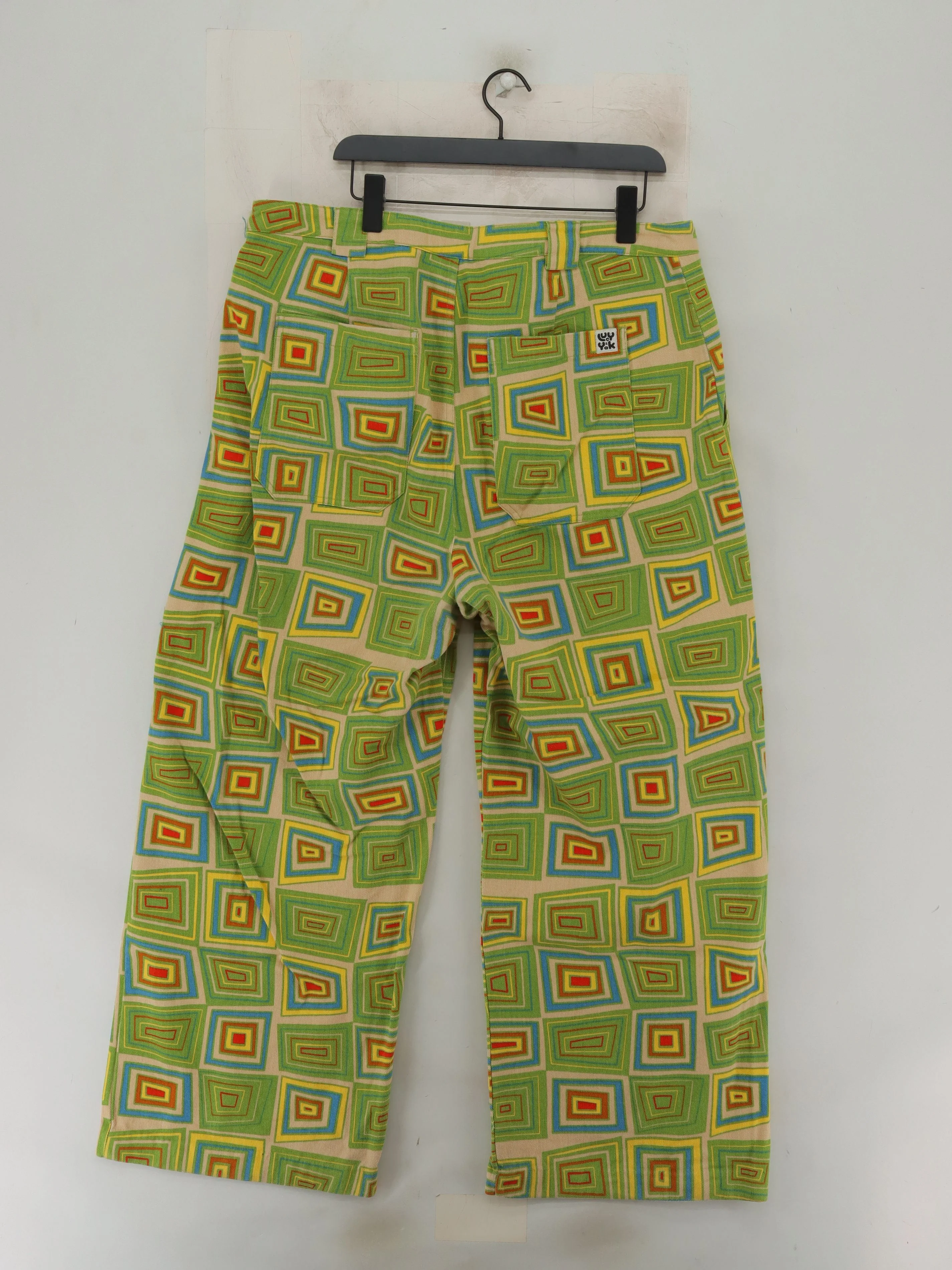 Lucy & Yak Men's Trousers XL Multi Geometric 100% Cotton Wide-Leg Chino - Image 2