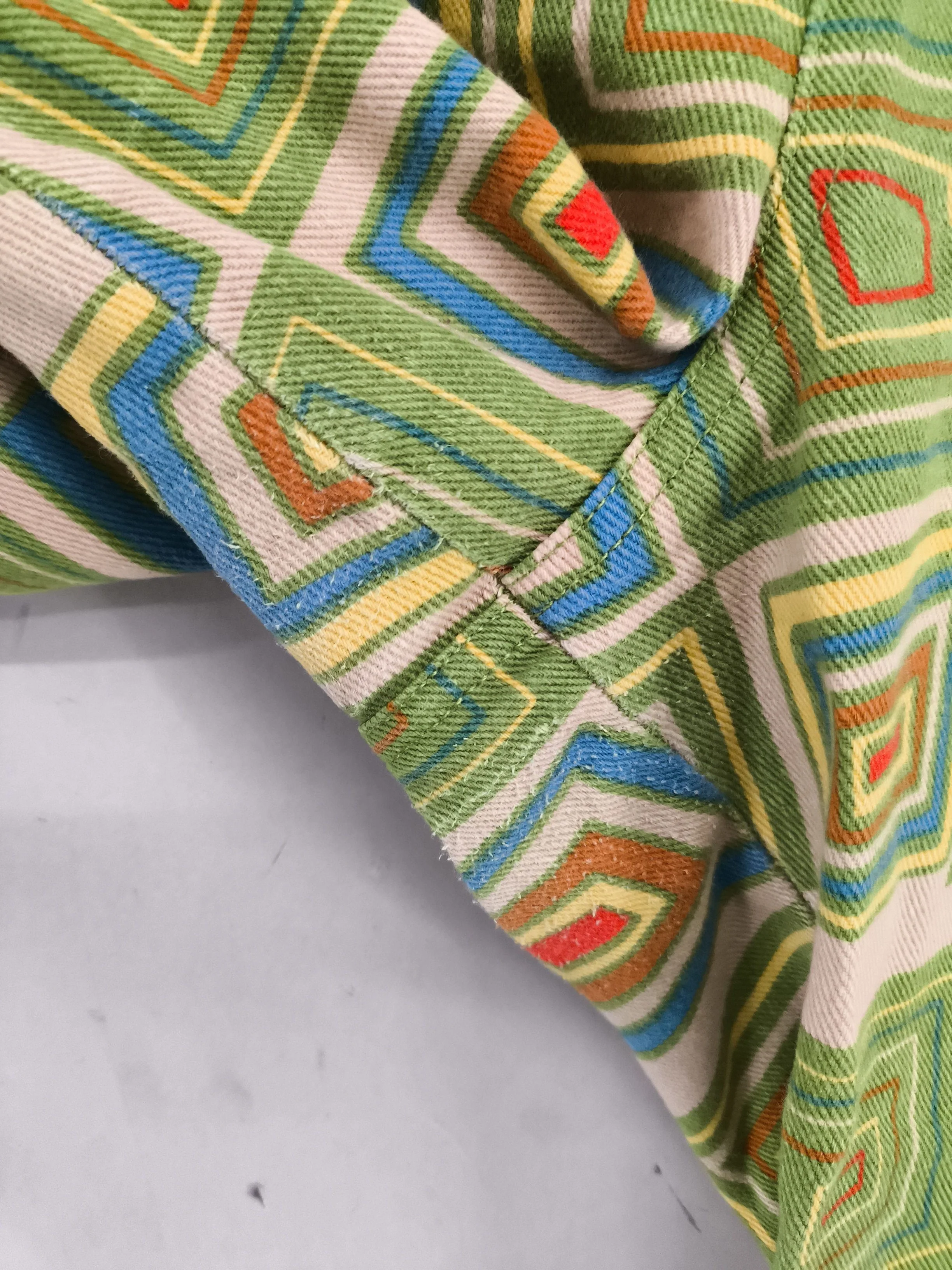 Lucy & Yak Men's Trousers XL Multi Geometric 100% Cotton Wide-Leg Chino - Image 5