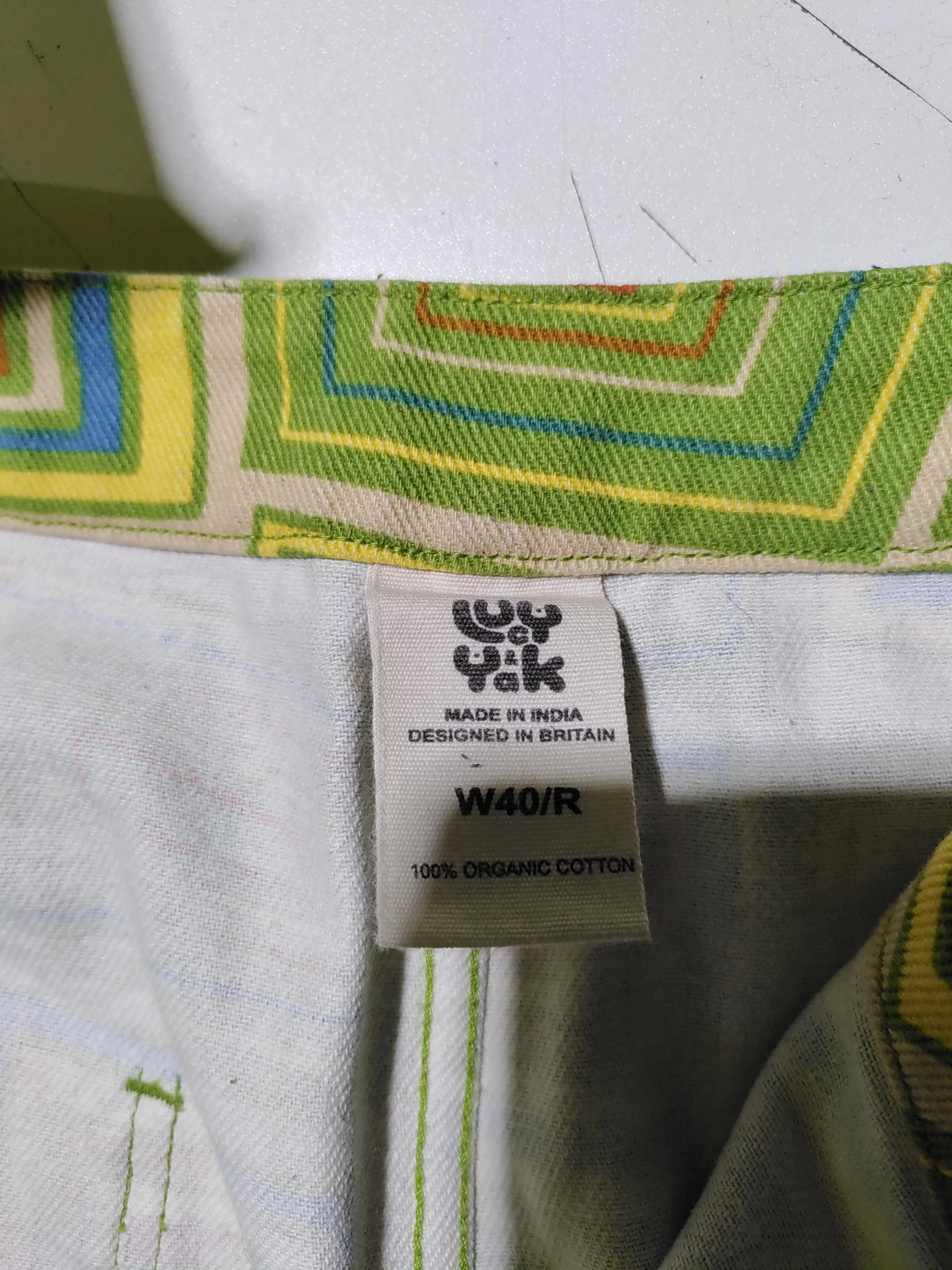 Lucy & Yak Men's Trousers XL Multi Geometric 100% Cotton Wide-Leg Chino - Image 6