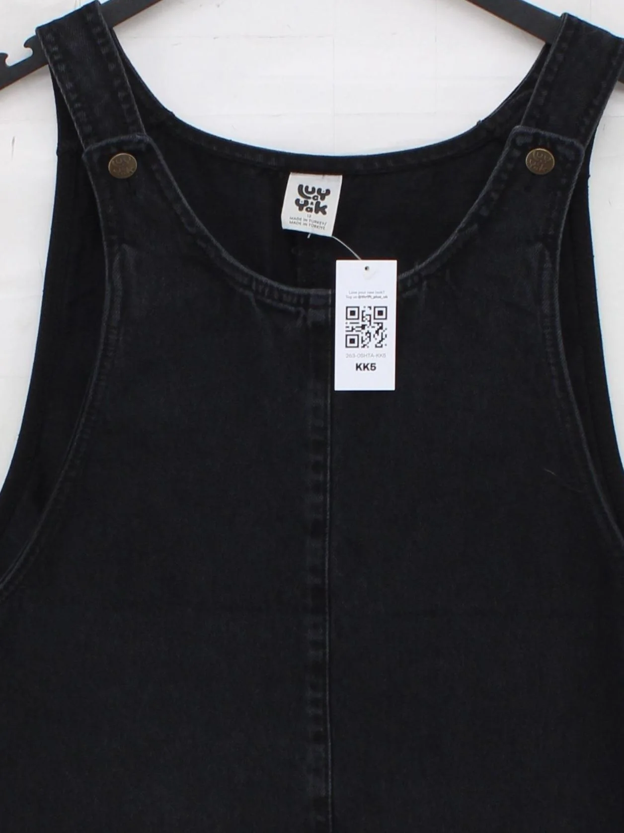 Lucy & Yak Pinafore/Dungaree Mini Dress UK12 in Black - Image 3