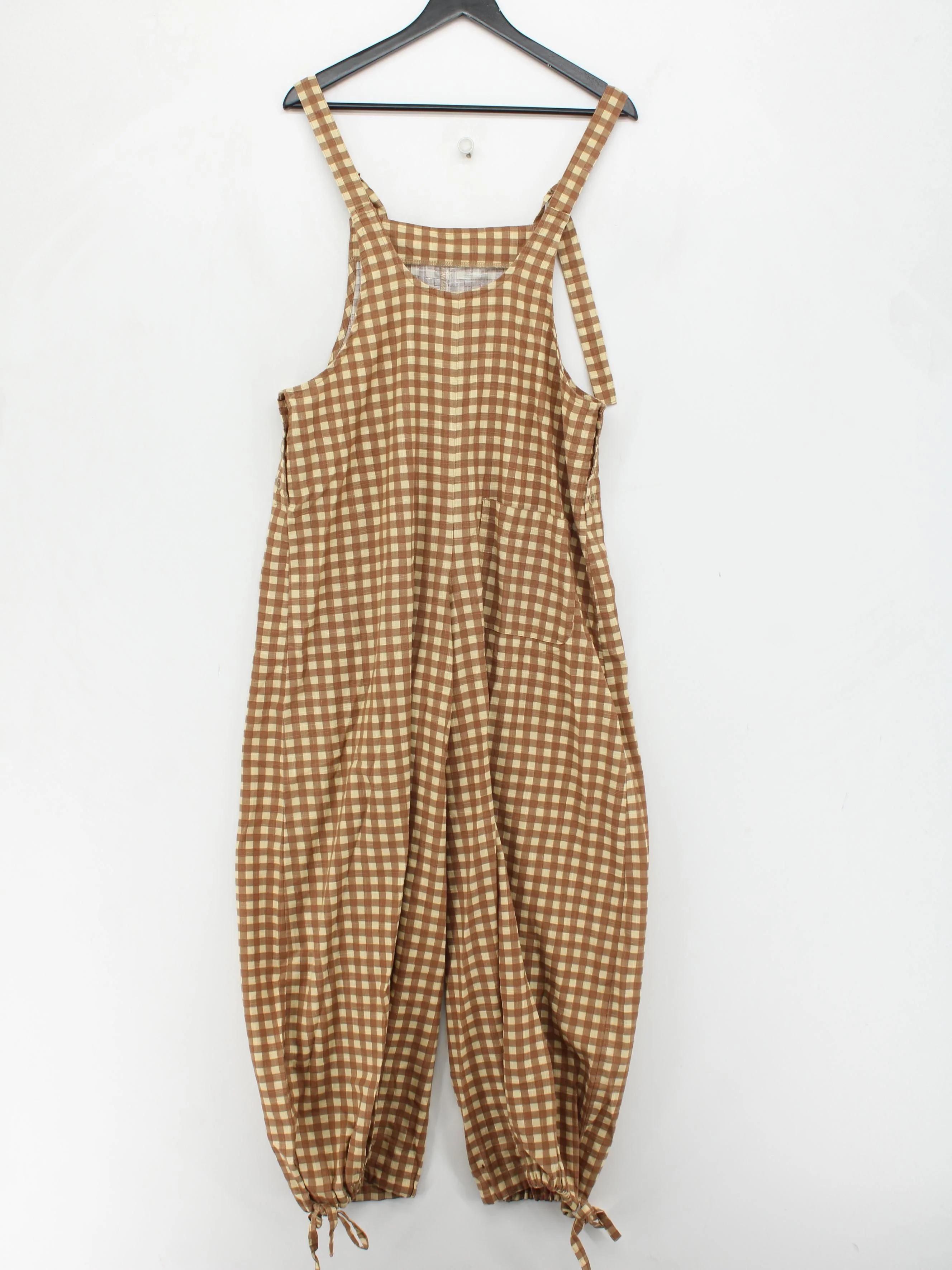Lucy & Yak Women's Jumpsuit UK 10 Brown Checkered 100% Cotton Wide-Leg Jumpsuit - Image 2
